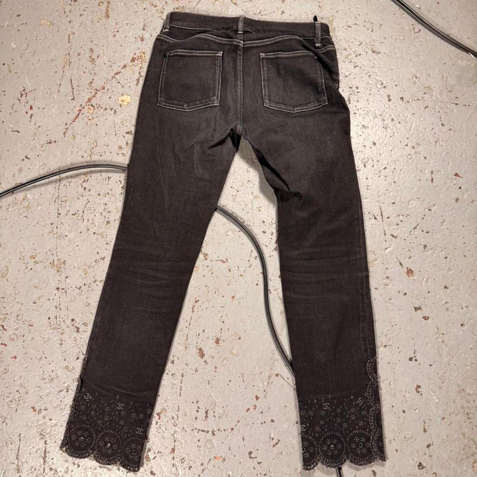 Chanel Chanel black lace embellished jeans Size 33" - 6 Thumbnail
