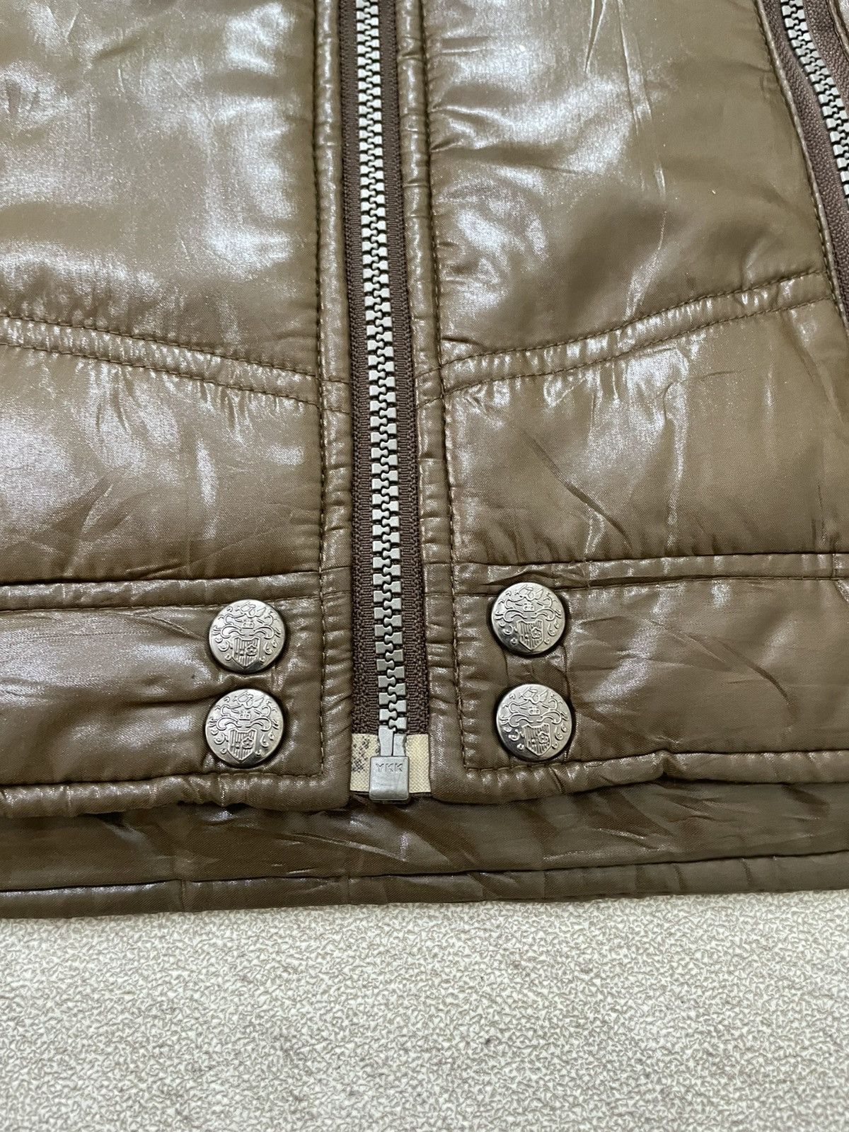 14th Addiction 2000s Japanese Brown Faux Leather Puffer Jacket Fur Hood Y2K Size US M / EU 48-50 / 2 - 4 Thumbnail