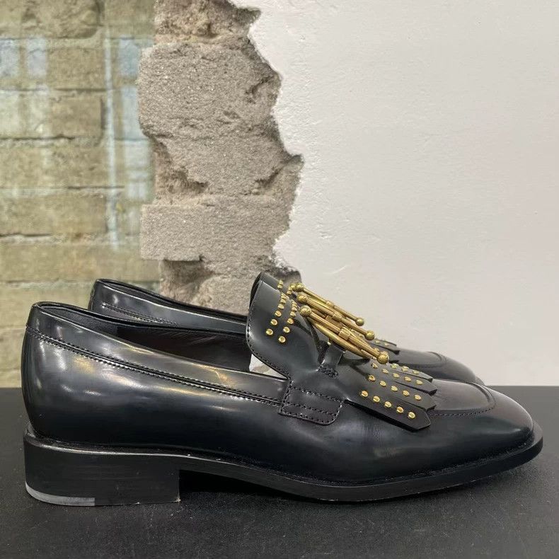 Dior dior black leather shoes with gold details-dmc Size US 6.5 / EU 39-40 - 1 Thumbnail