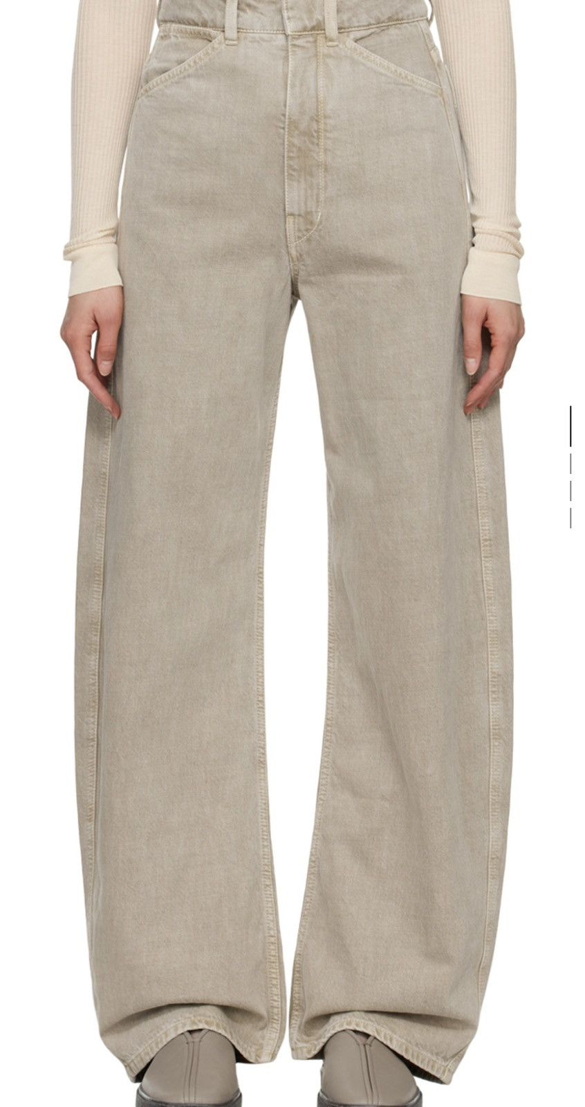 Lemaire Beige Curved Jeans