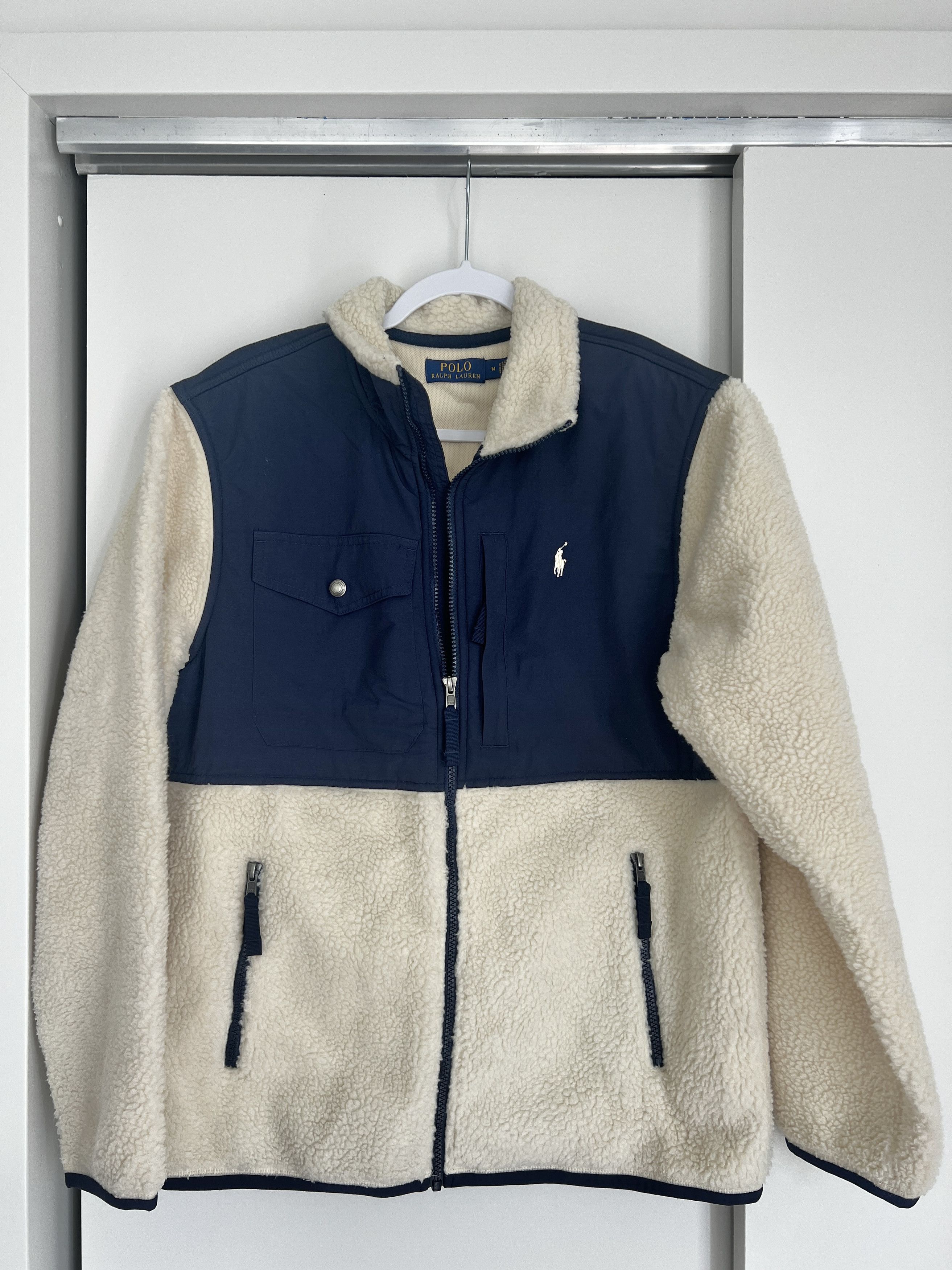 Polo Ralph Lauren Polo Ralph Lauren Navy Cream Sherpa Fleece Full Zip Jacket Size US M / EU 48-50 / 2 - 1 Thumbnail