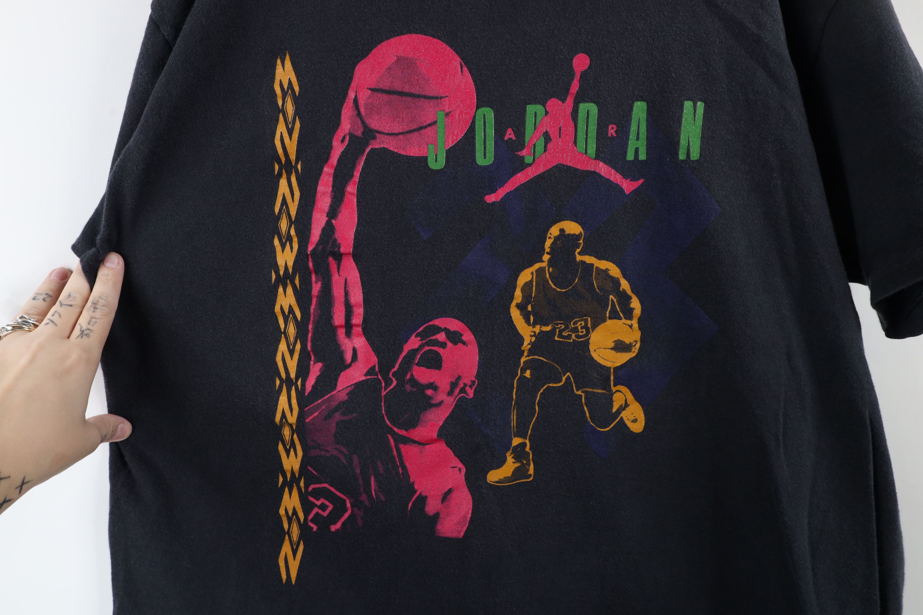 Nike × Vintage Vintage 90s Nike Out Air Jordan Short Sleeve T-Shirt USA Size US L / EU 52-54 / 3 - 4 Thumbnail