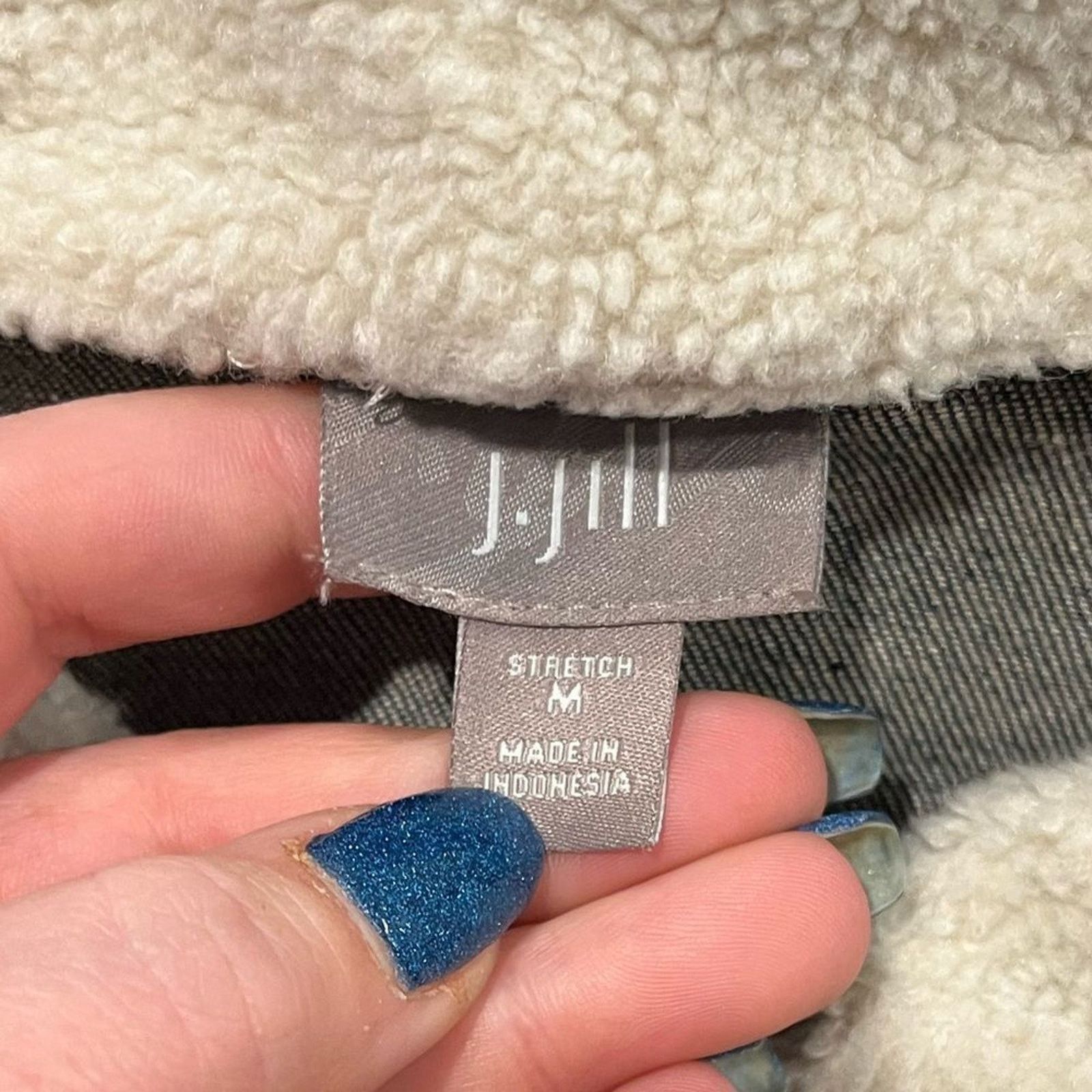 Vintage J.Jill Denim Jacket Button Down Stretch Fleece Faux Size M Size M / US 6-8 / IT 42-44 - 4 Thumbnail