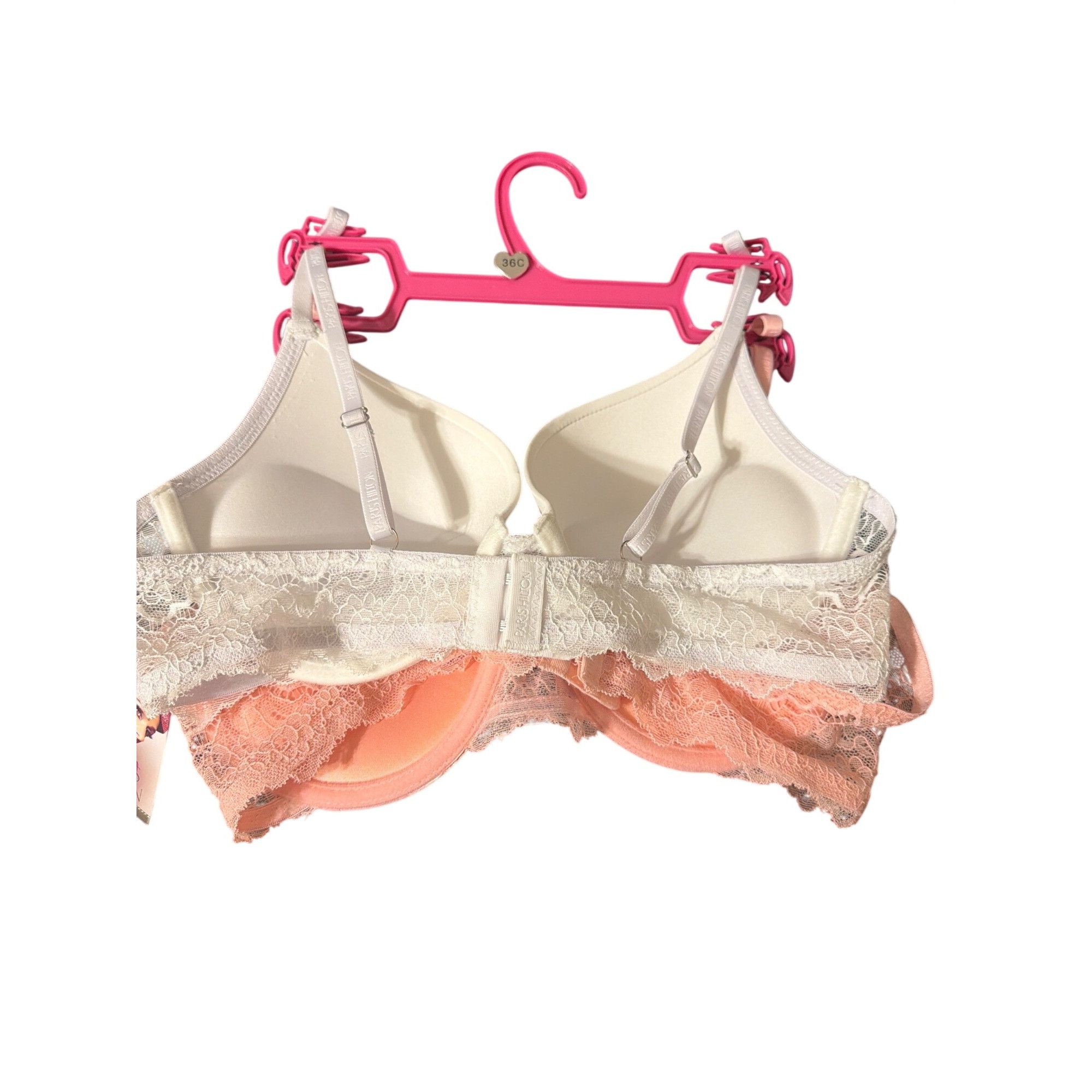 Other Paris Hilton 2 Pack Push Up Bras Iridescent Pink White Adj S Size ONE SIZE - 4 Thumbnail