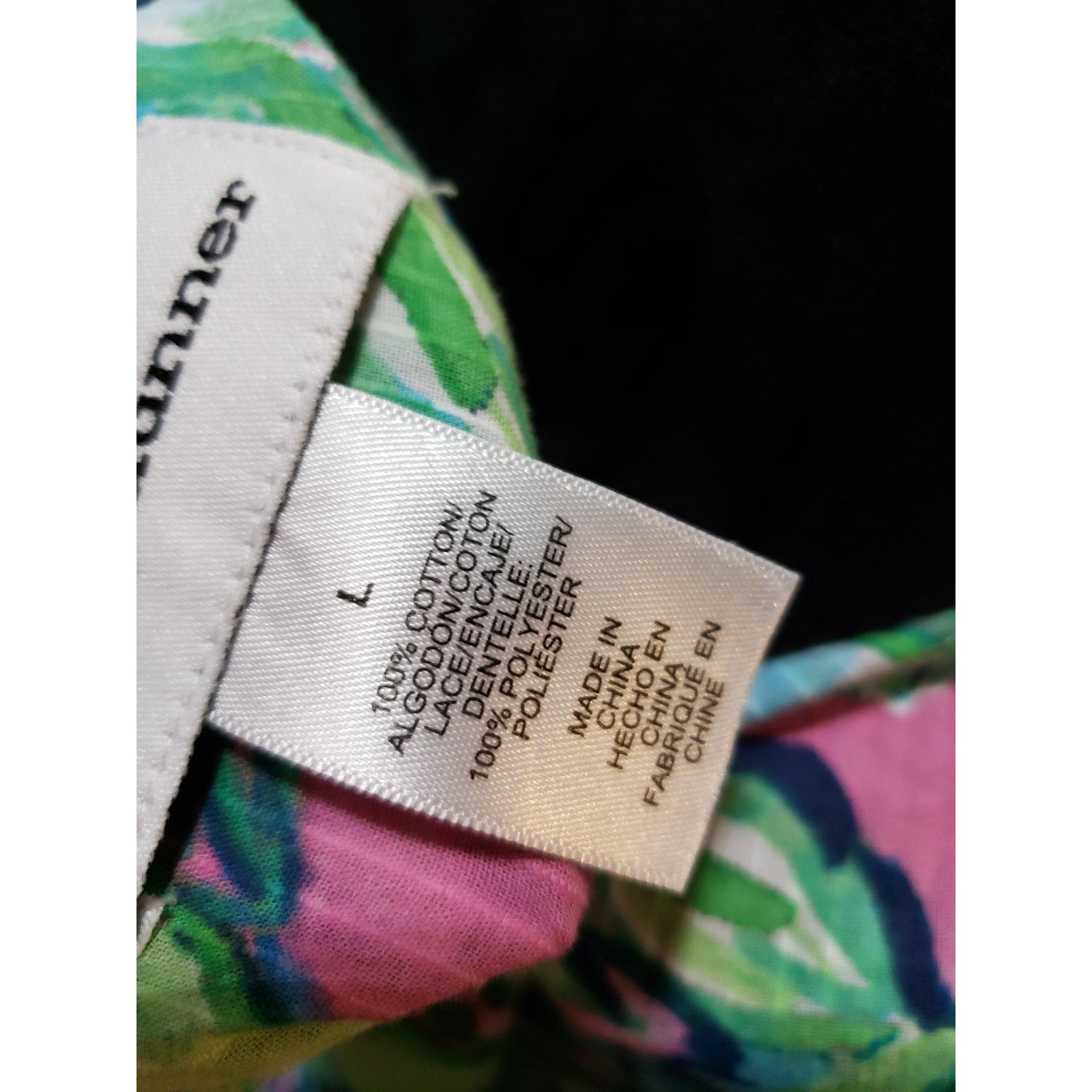 The Unbranded Brand Alfred Dunner L Multicolor V-Neck Floral Cotton Tunic Blouse Size L / US 10 / IT 46 - 11 Thumbnail