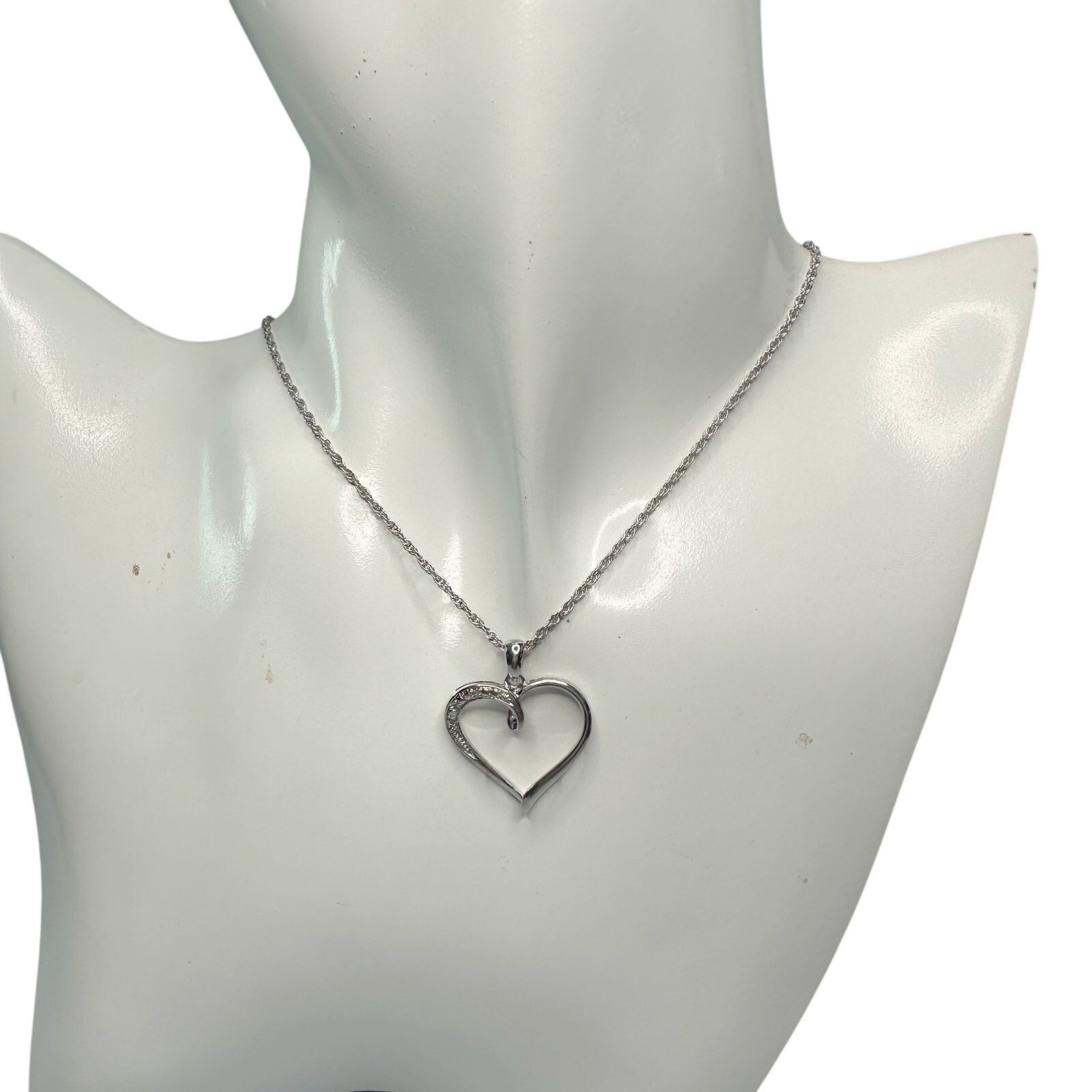 Other Heart Pendant with Diamond Accent - Rhodium Plated -15" Size ONE SIZE - 10 Thumbnail