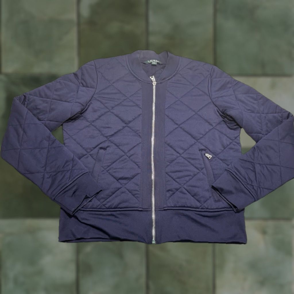 Ralph Lauren Lauren Ralph Lauren Jacket Sz S Blue Quilted Bomber Full Zip with Pockets Women Size S / US 4 / IT 40 - 1 Thumbnail