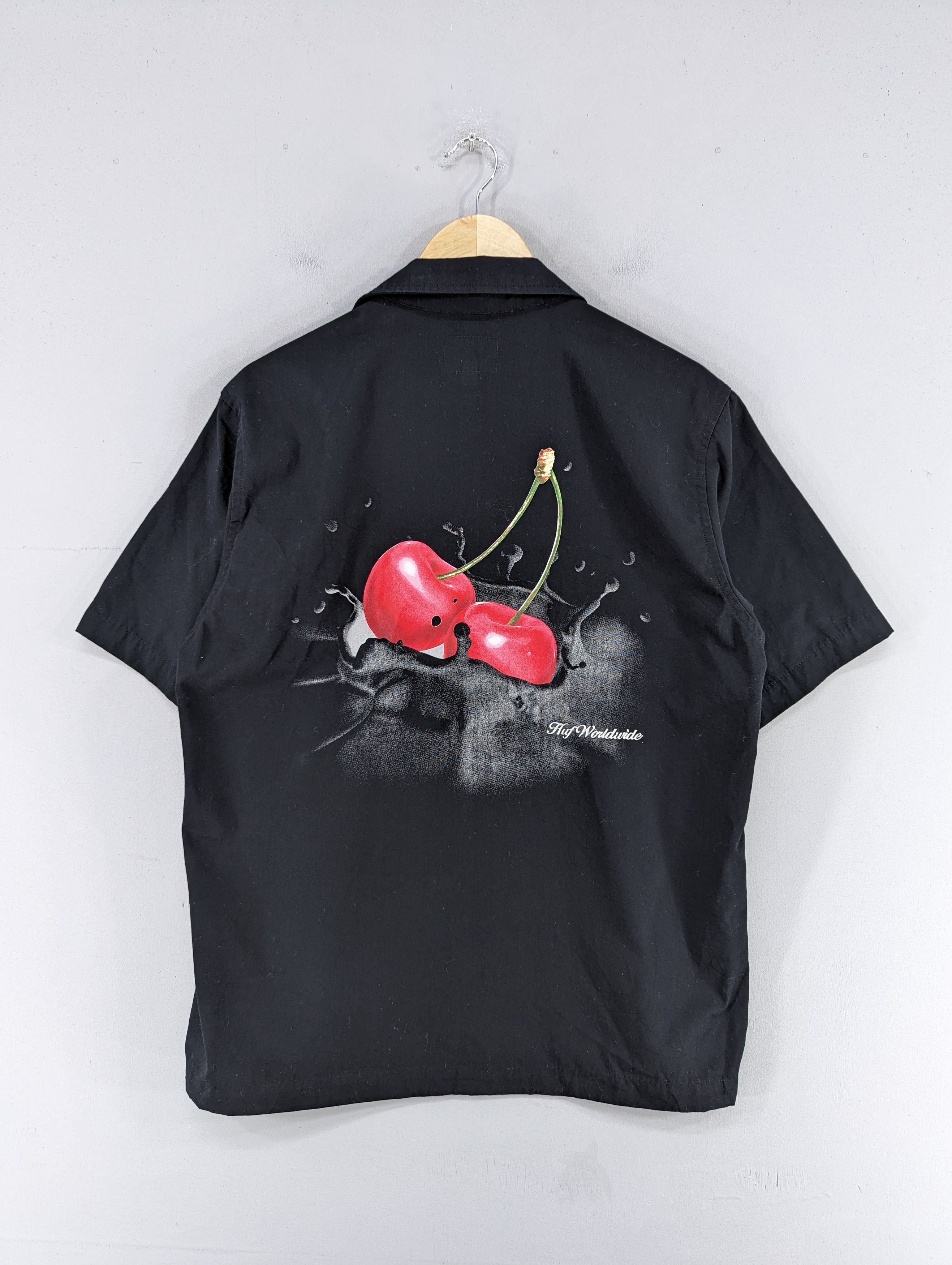 image of Huf Worldwide Cherry Snap Button Shirt in Black, Men's (Size Small)