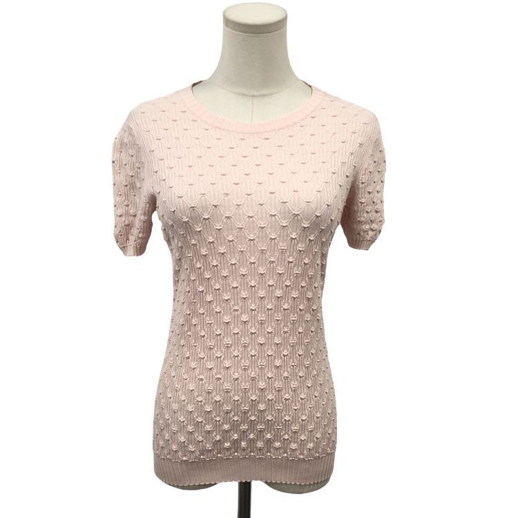 Chanel Chanel Pink Textured Knit Short Sleeve Sweater Size 38 Size S / US 4 / IT 40 - 1 Thumbnail