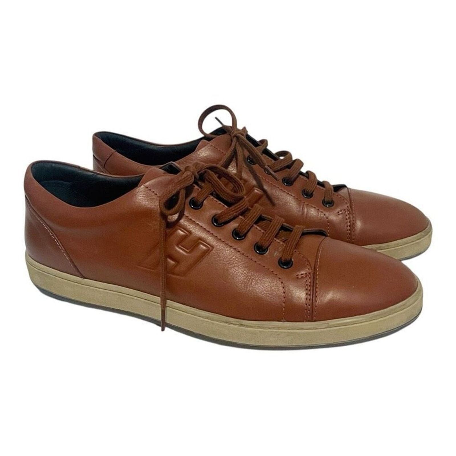 Hogan Hogan Brown Leather Lowtop Sneakers Men’s 8 Italy Size US 8 / EU 41 - 1 Thumbnail