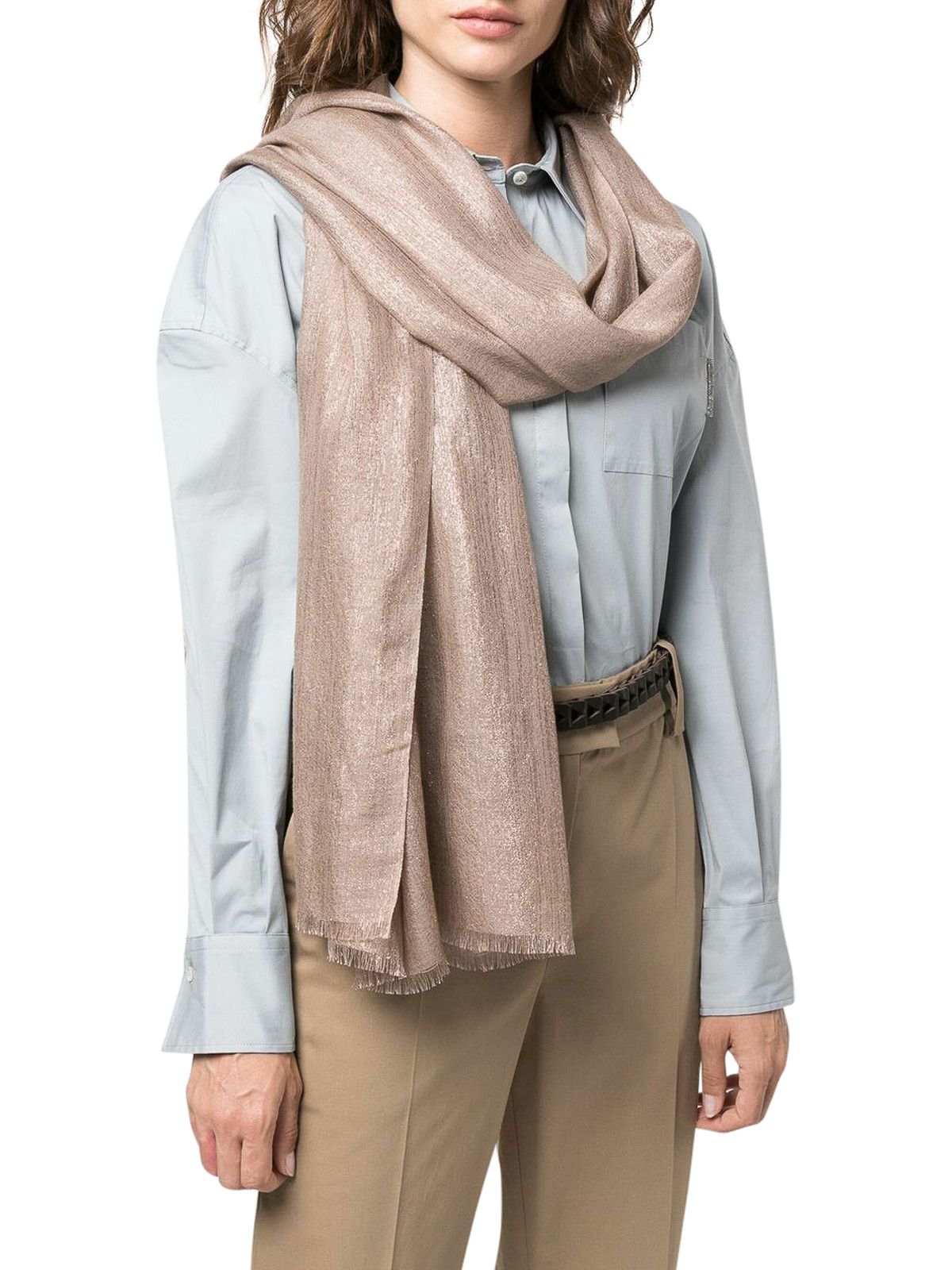 Brunello Cucinelli o1y0725 Size : OS / Scarf in Light Brown Size ONE SIZE - 2 Thumbnail