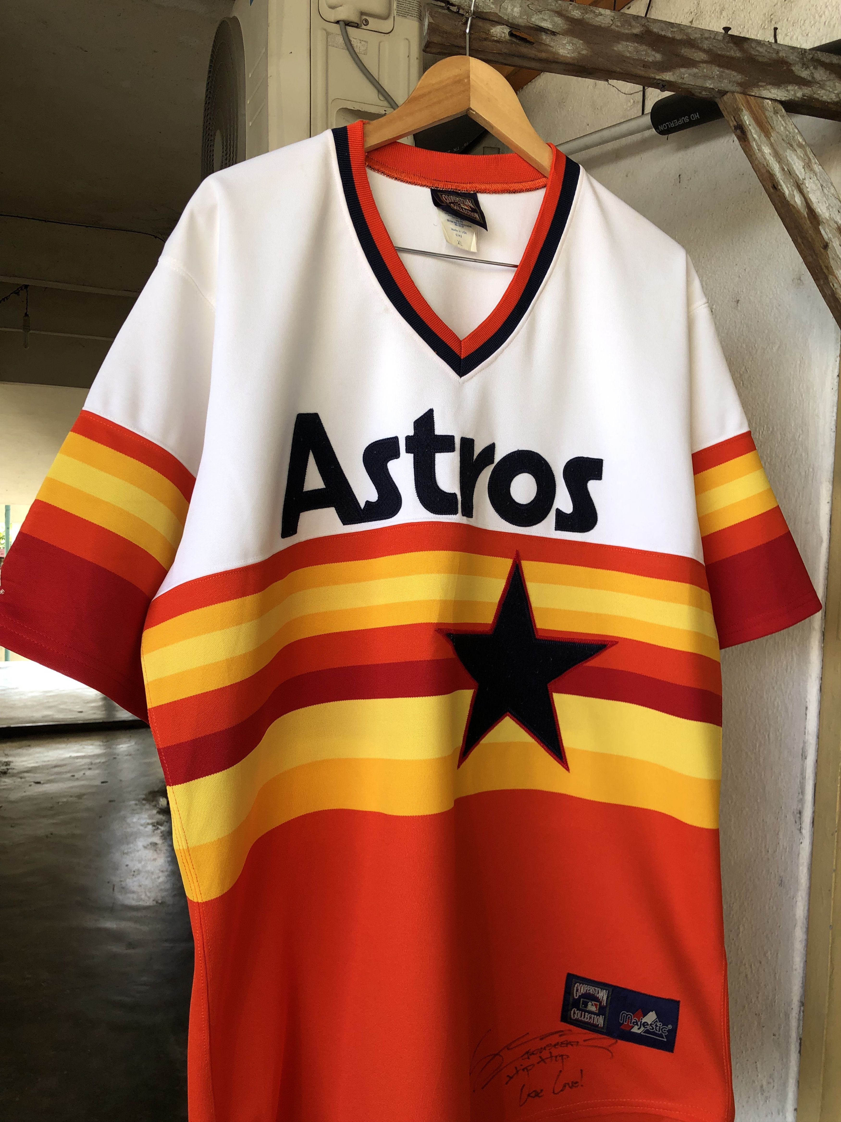 Vintage 🔥 Vtg 80s Houston Astros Baseball Jersey HipHop Autographed Size US XL / EU 56 / 4 - 9 Thumbnail