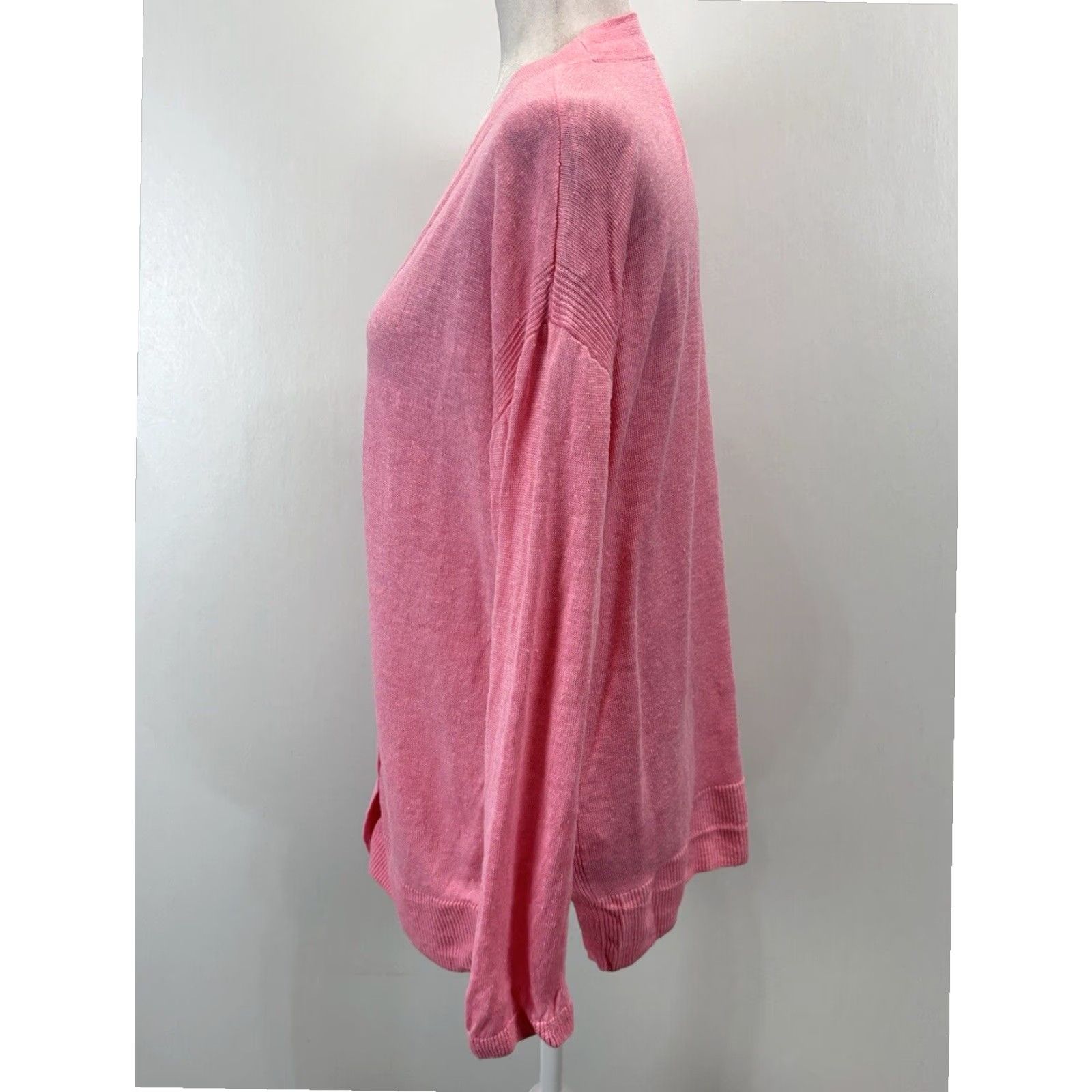 Talbots Talbots 100% Linen Cardigan Sweater Medium Pink V-Neck Womens Casual Classic Preppy Size M / US 6-8 / IT 42-44 - 2 Thumbnail