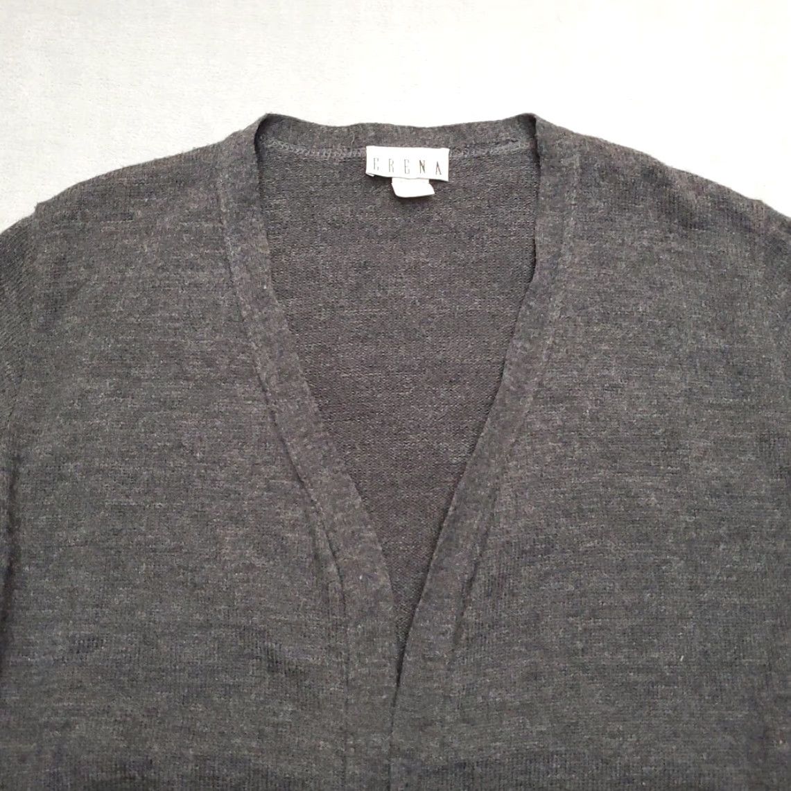 Vintage Erena Sweater Womens Sz L Charcoal Gray Open Front Long Sleeve Duster Cardigan Size L / US 10 / IT 46 - 3 Thumbnail