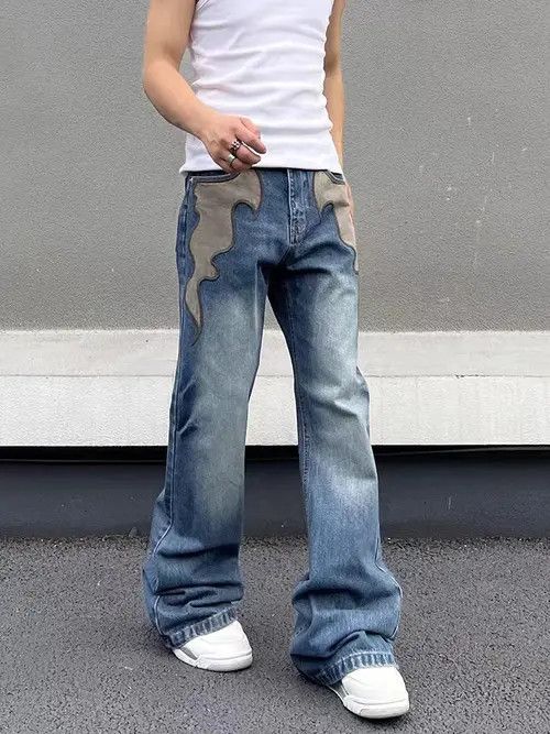 VIBE Vintage flame embroidered washed micro-flared jeans Size US 30 / EU 46 - 2 Thumbnail