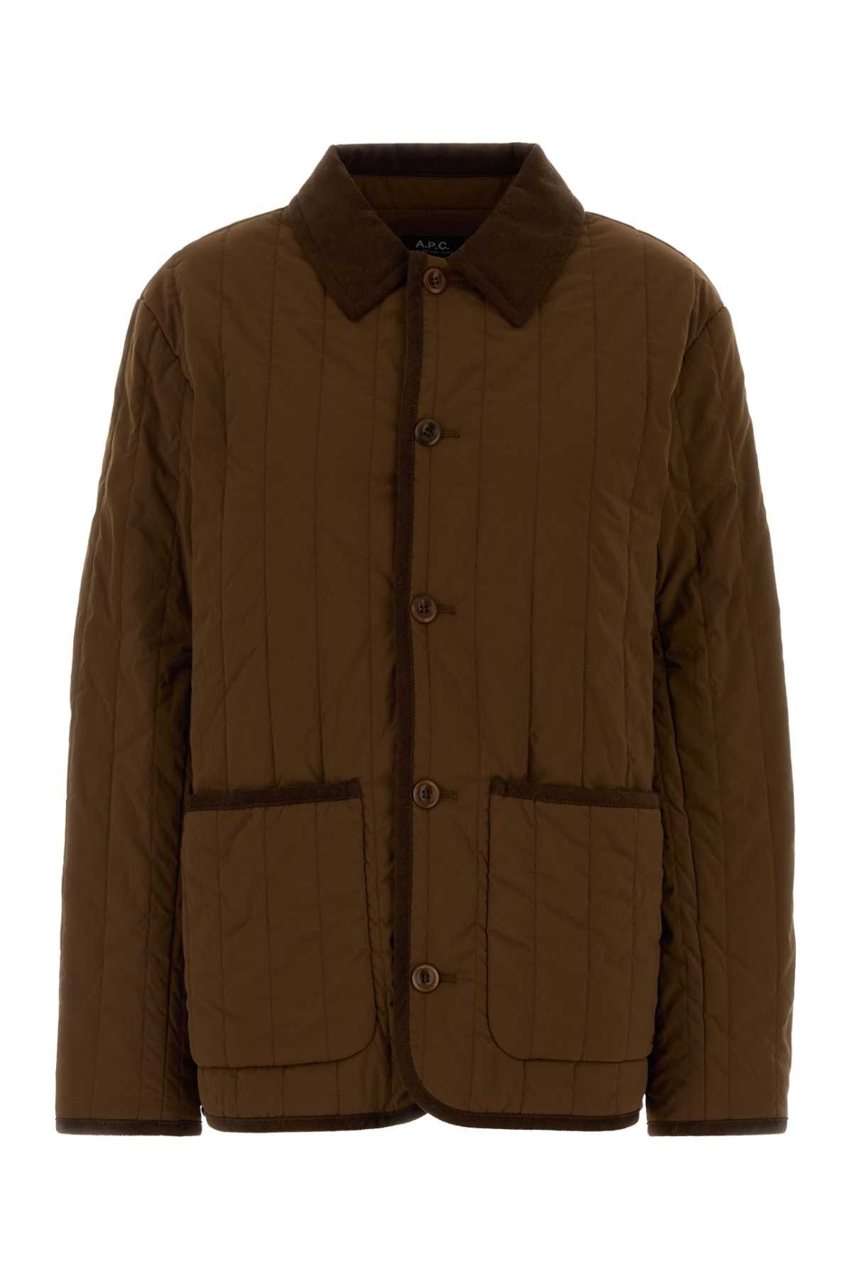 A.P.C. Brown Stretch Nylon Leone Jacket Size M / US 6-8 / IT 42-44 - 1 Thumbnail