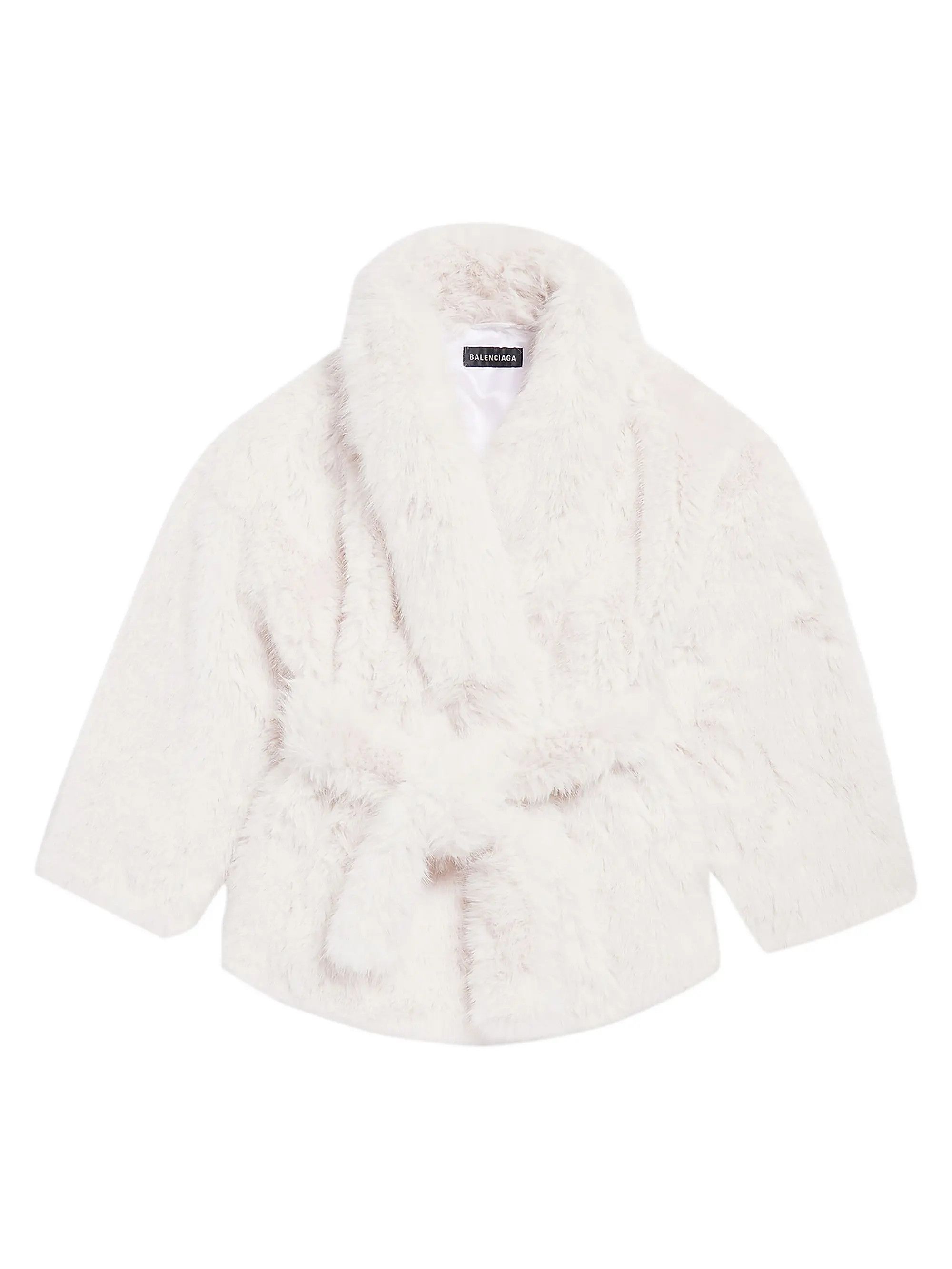 Balenciaga o1tr1nto1125 Cocoon Wrap Coat in White Size L / US 10 / IT 46 - 1 Thumbnail