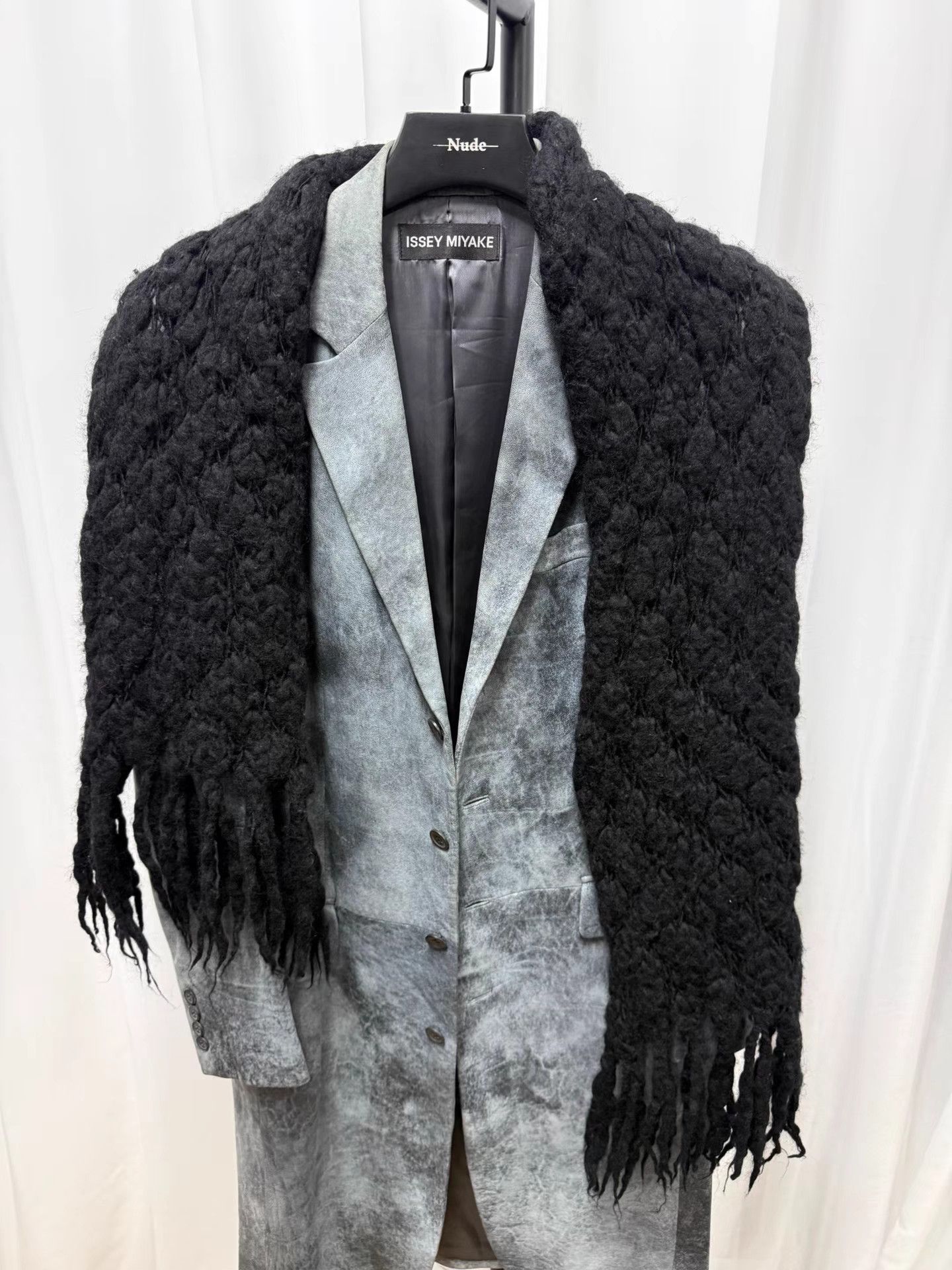 Yohji Yamamoto Yohji Yamamoto Heavy Wool Chunky Knit Dark Scarf K20 Size ONE SIZE - 6 Thumbnail
