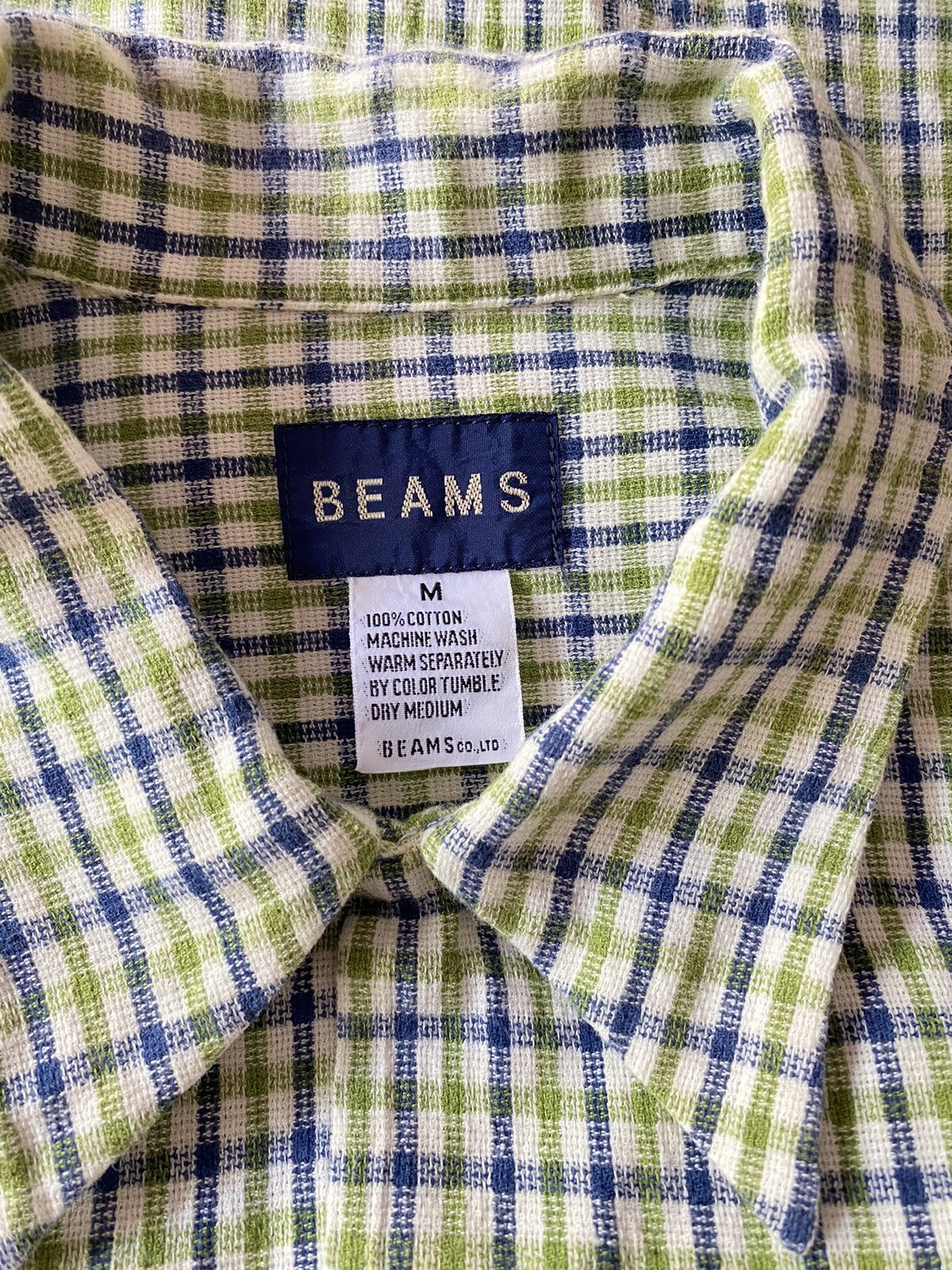 Beams Plus BEAMS Green, White, and Blue Checkered Short-Sleeve Shirt Size US M / EU 48-50 / 2 - 3 Thumbnail