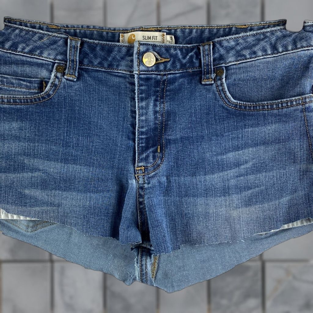 Carhartt Carhartt Cutoff Shorts Womens 12 Blue Stretch Denim Dark Wash Size 34" / US 12 / IT 48 - 1 Thumbnail