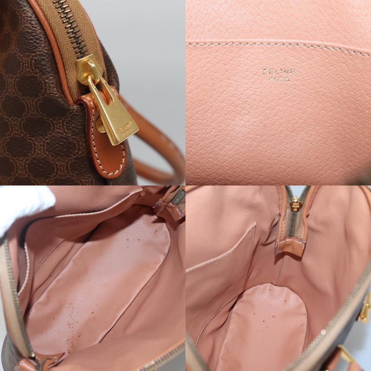 Celine CELINE Macadam Canvas Hand Bag Pvc Leather Brown Gold Size ONE SIZE - 11 Thumbnail