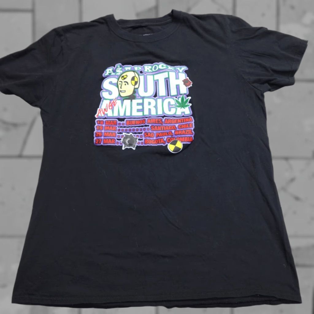 Vintage VINTAGE ASAP Rocky T-shirt Medium Black South American Tour Official Shirt Mens M Black Cotton Crew Neck Short Sleeve Size US M / EU 48-50 / 2 - 1 Thumbnail