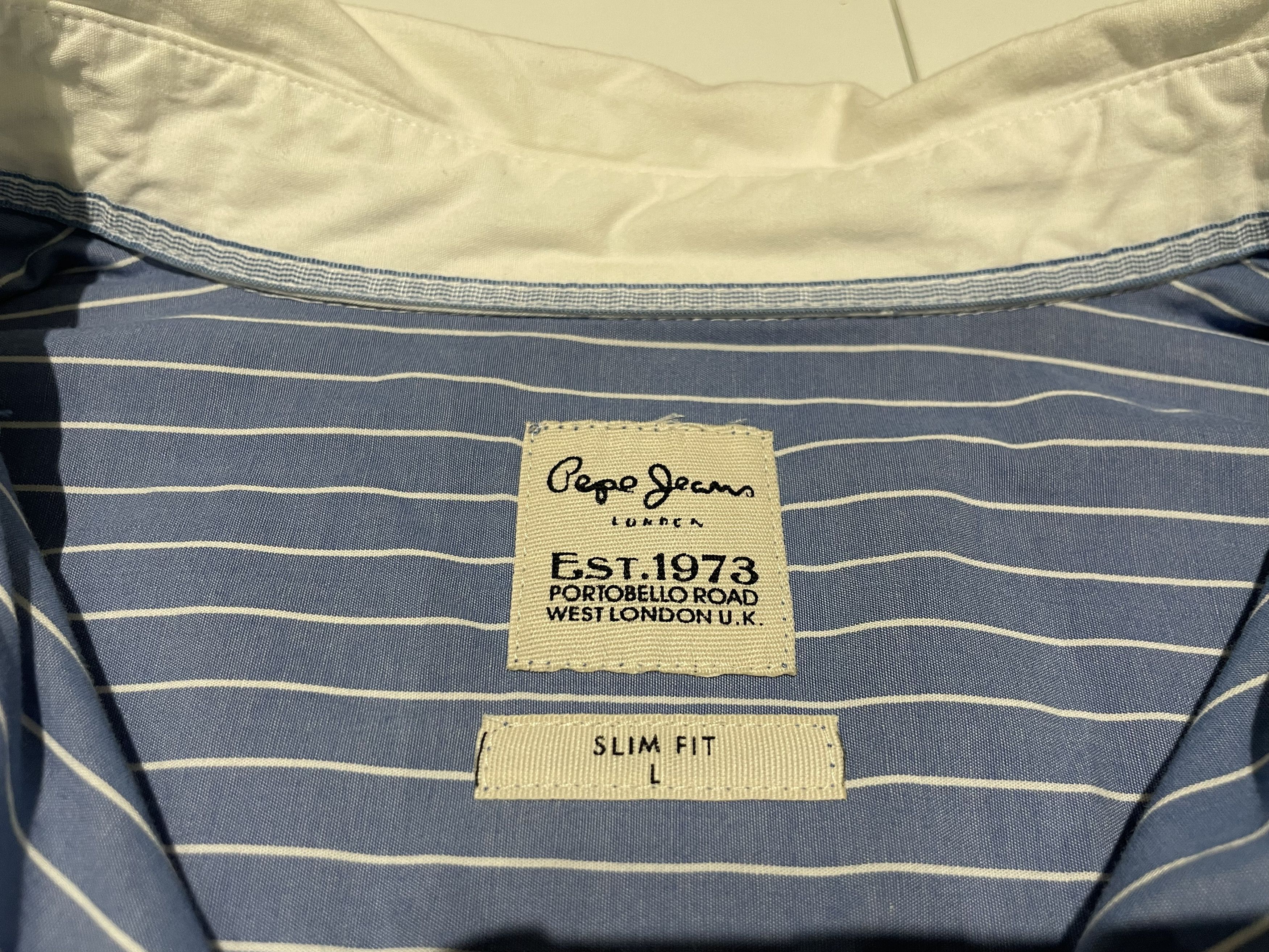 Pepe Jeans Pepe Jeans Slim Fit Striped Shirt - Blue/White - L Size US L / EU 52-54 / 3 - 7 Thumbnail