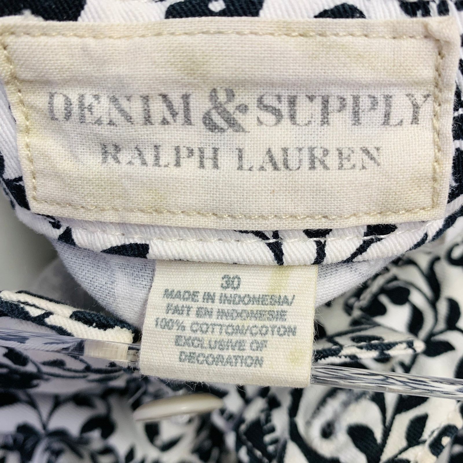Other DENIM & SUPPLY White Black Abstract Floral Skull Shorts Size US 30 / EU 46 - 9 Thumbnail