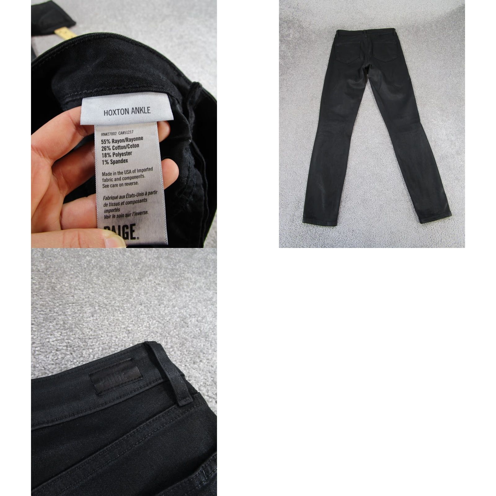 Paige Paige Pants Womens 26 Hoxton Ankle Shiny Black Stretch Twill Skinny Pants Size 26" / US 2 / IT 38 - 8 Thumbnail