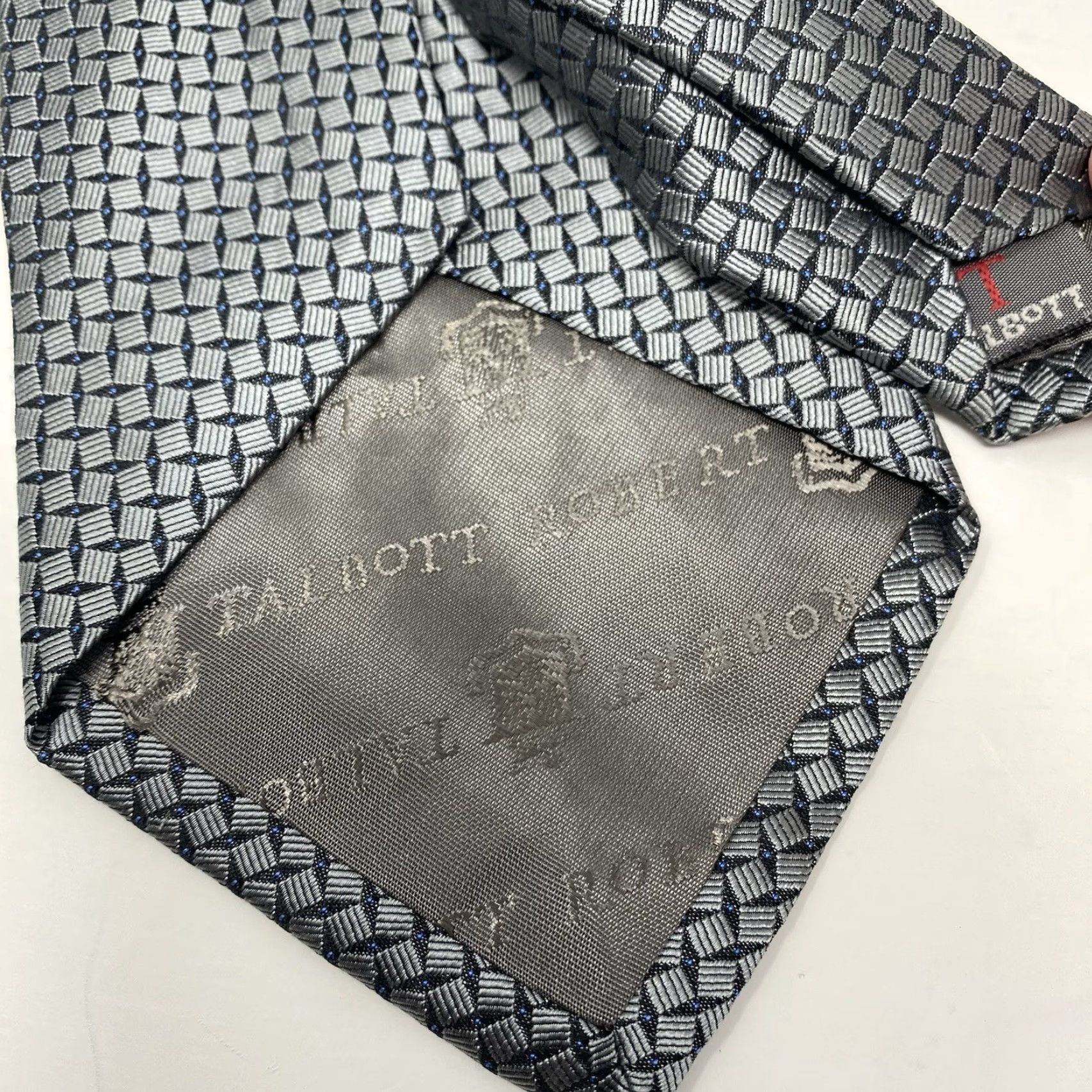 Robert Talbott Robert Talbott Tie Silk Geometric Silver Gray Big & Tall Hand Sewn USA Made Size ONE SIZE - 5 Thumbnail