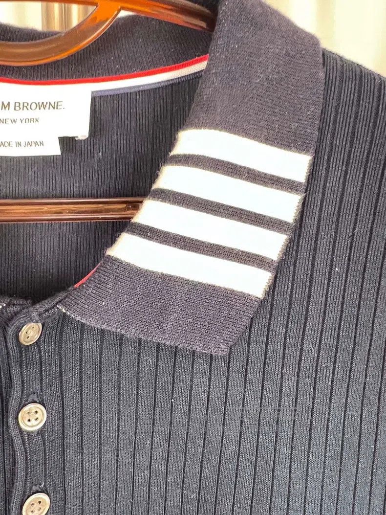Thom Browne Thom Browne Four-stripe Collar POLO Short Sleeve Size US XXL / EU 58 / 5 - 5 Thumbnail