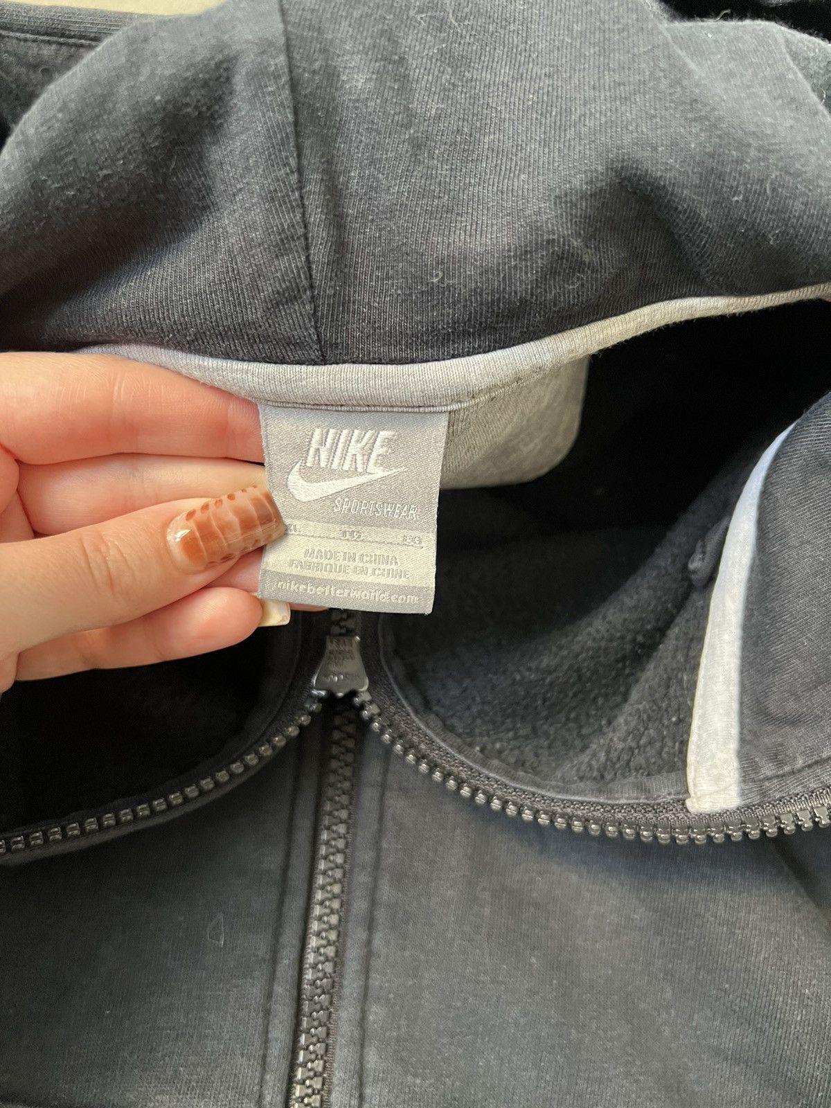 Nike × Vintage Vintage Nike zip hoodie rap oversize hoodie big logo Size US XL / EU 56 / 4 - 8 Thumbnail