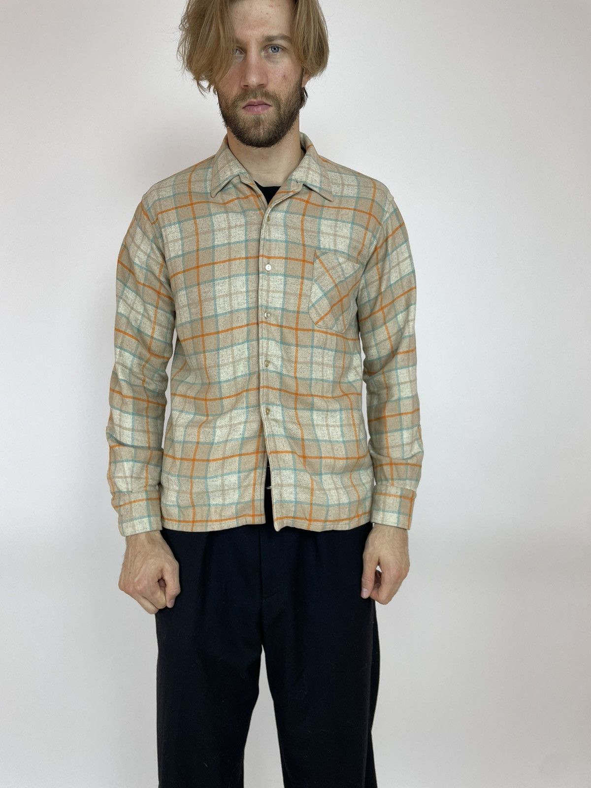 Vintage S. INZERILLO PALERMO Wool Vintage plaid shirt long sleeve Size US M / EU 48-50 / 2 - 5 Thumbnail