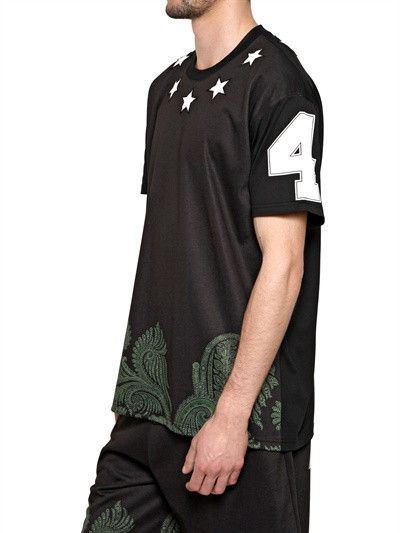 Givenchy Black Paisley Hem Felt Stars Oversized T-Shirt Size US M / EU 48-50 / 2 - 4 Thumbnail