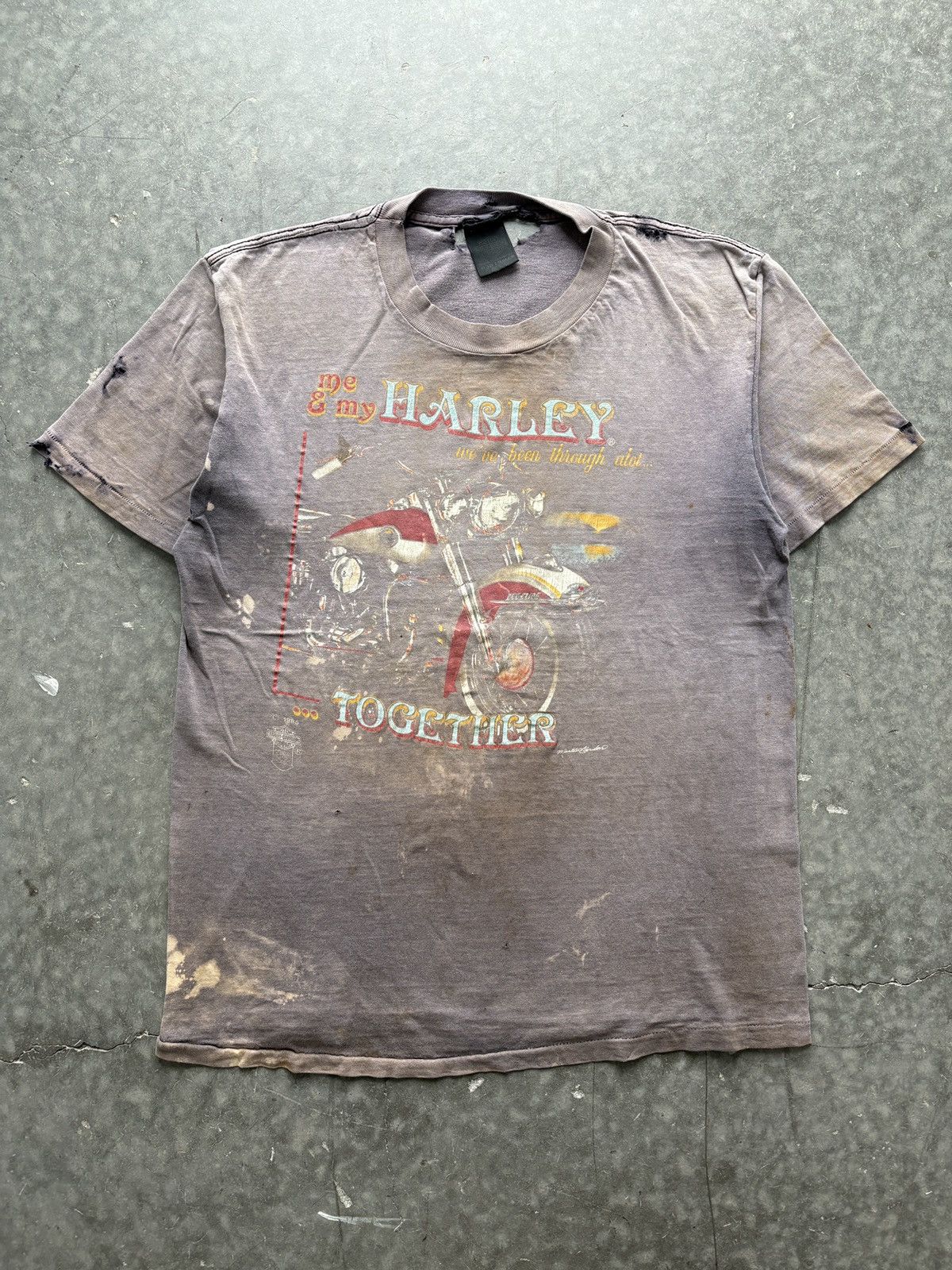 Harley Davidson Thrashed Vintage 1985 Harley Davidson 3D Emblem Tee Size US M / EU 48-50 / 2 - 1 Thumbnail