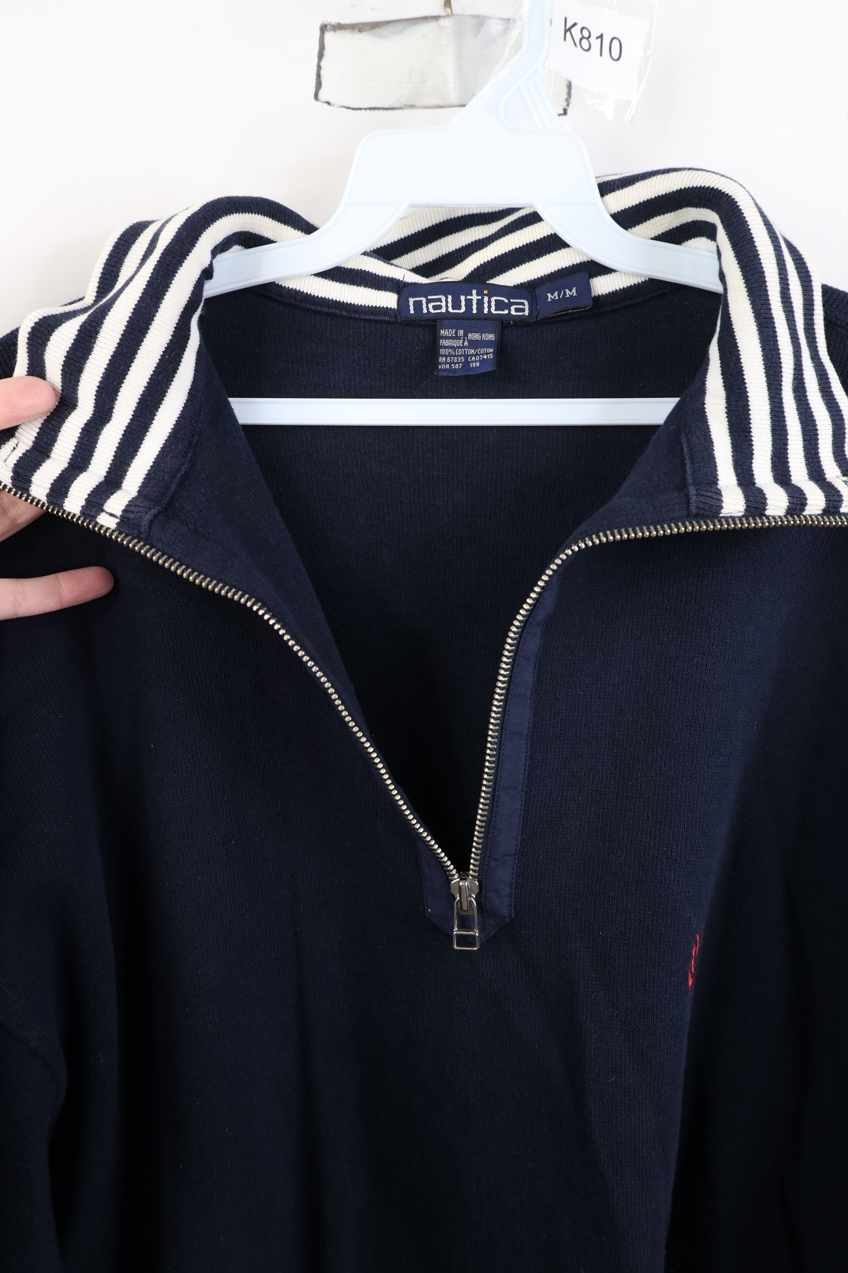 Nautica Vintage 90s Nautica Ribbed Knit 1/4 Half Zip Sweater Blue Size US M / EU 48-50 / 2 - 5 Thumbnail