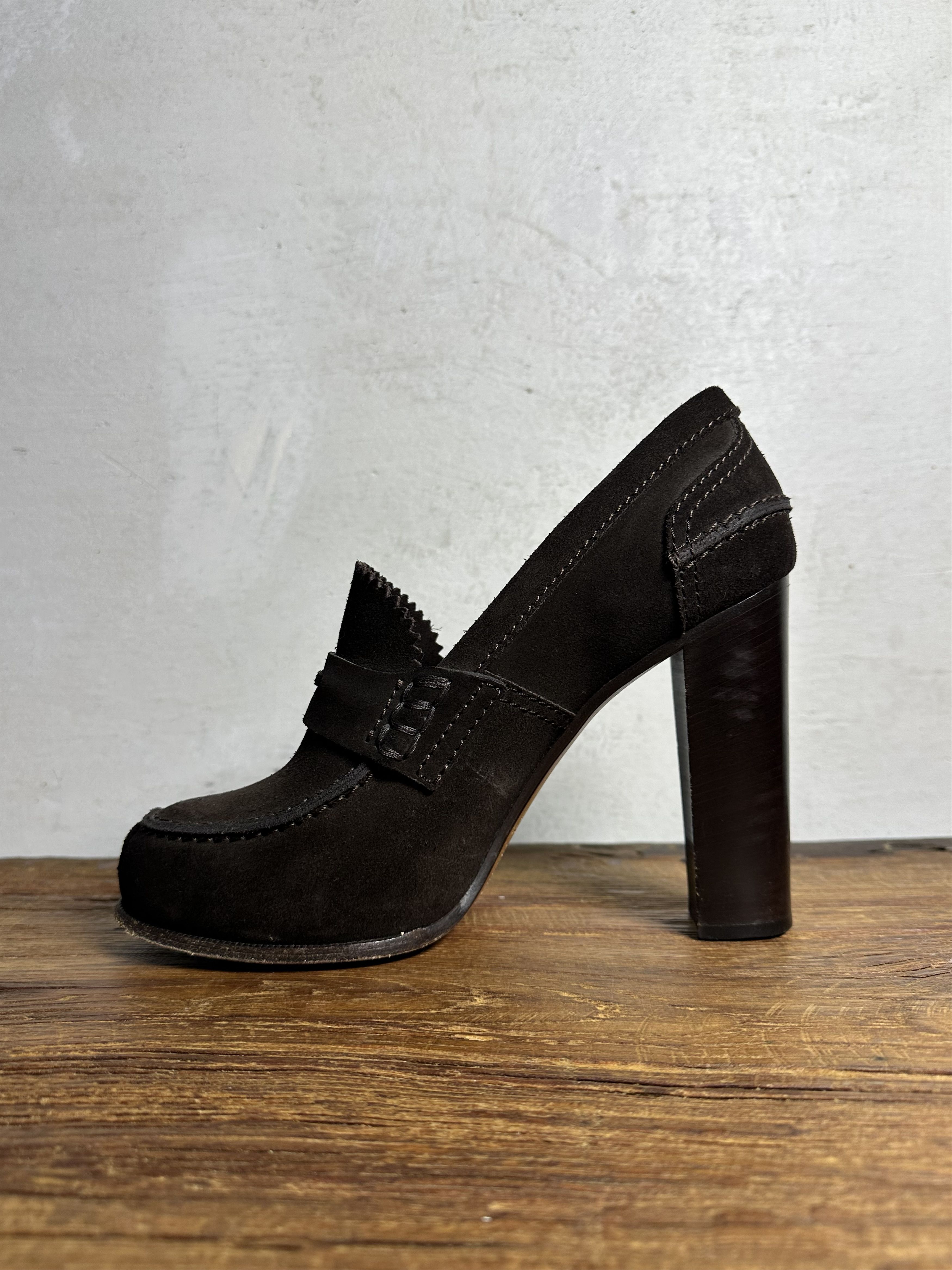 Celine Old Celine Suede Brown Heels Size US 9 / IT 39 - 3 Thumbnail