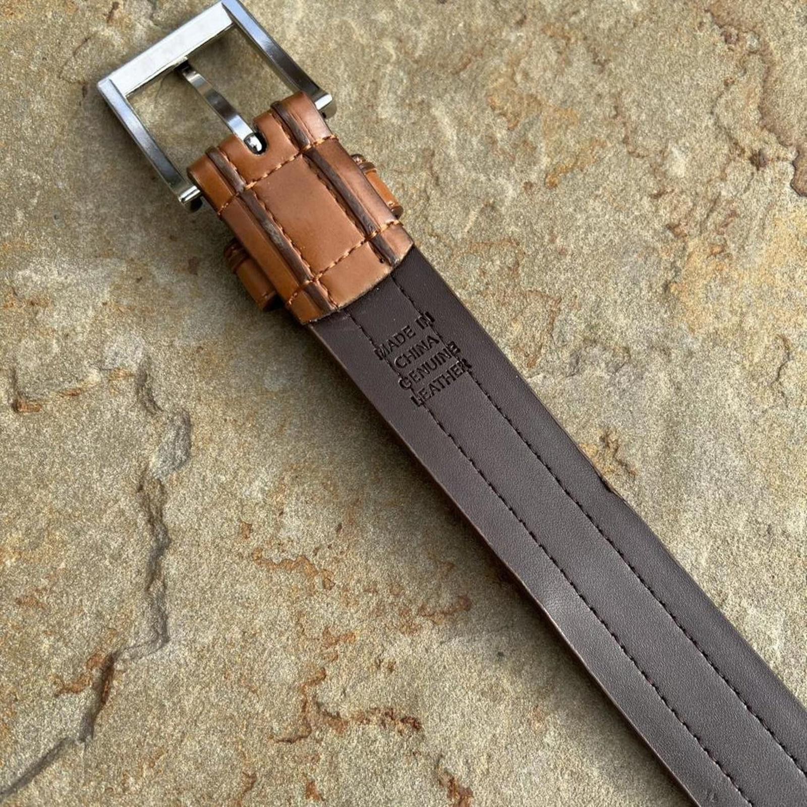 Florsheim Y2K Brown Leather Rib Belt Size ONE SIZE - 7 Thumbnail