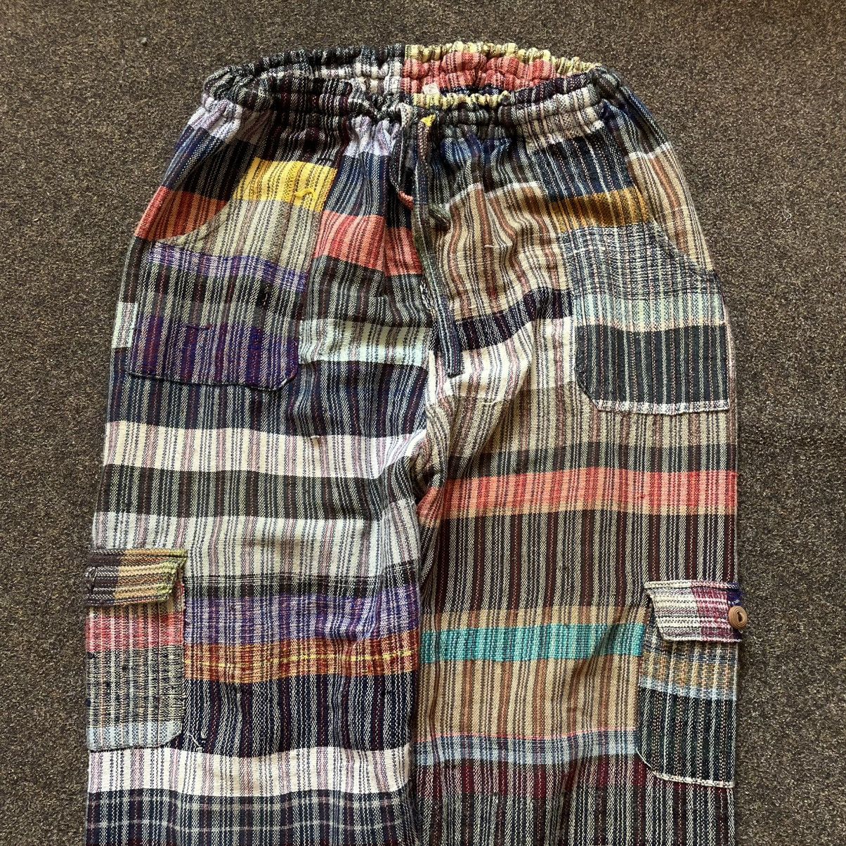 Vintage Vintage Y2K Baggy Striped Cargo Pants Skate Streetwear 33 Size 33" - 3 Thumbnail
