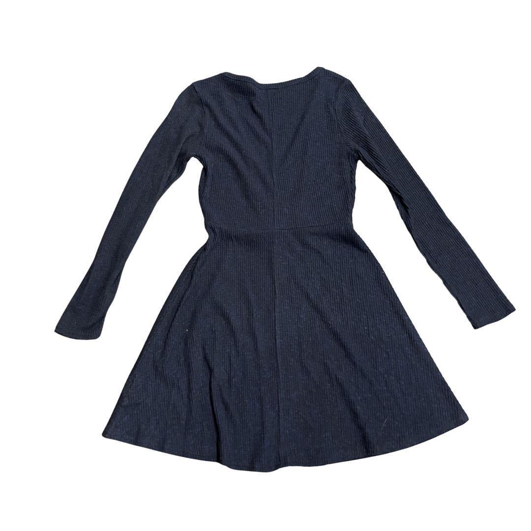 Urban Outfitters Navy Blue Long Sleeve Wrapped Neck Mini Ribbed Knit Dress Size M / US 6-8 / IT 42-44 - 3 Thumbnail