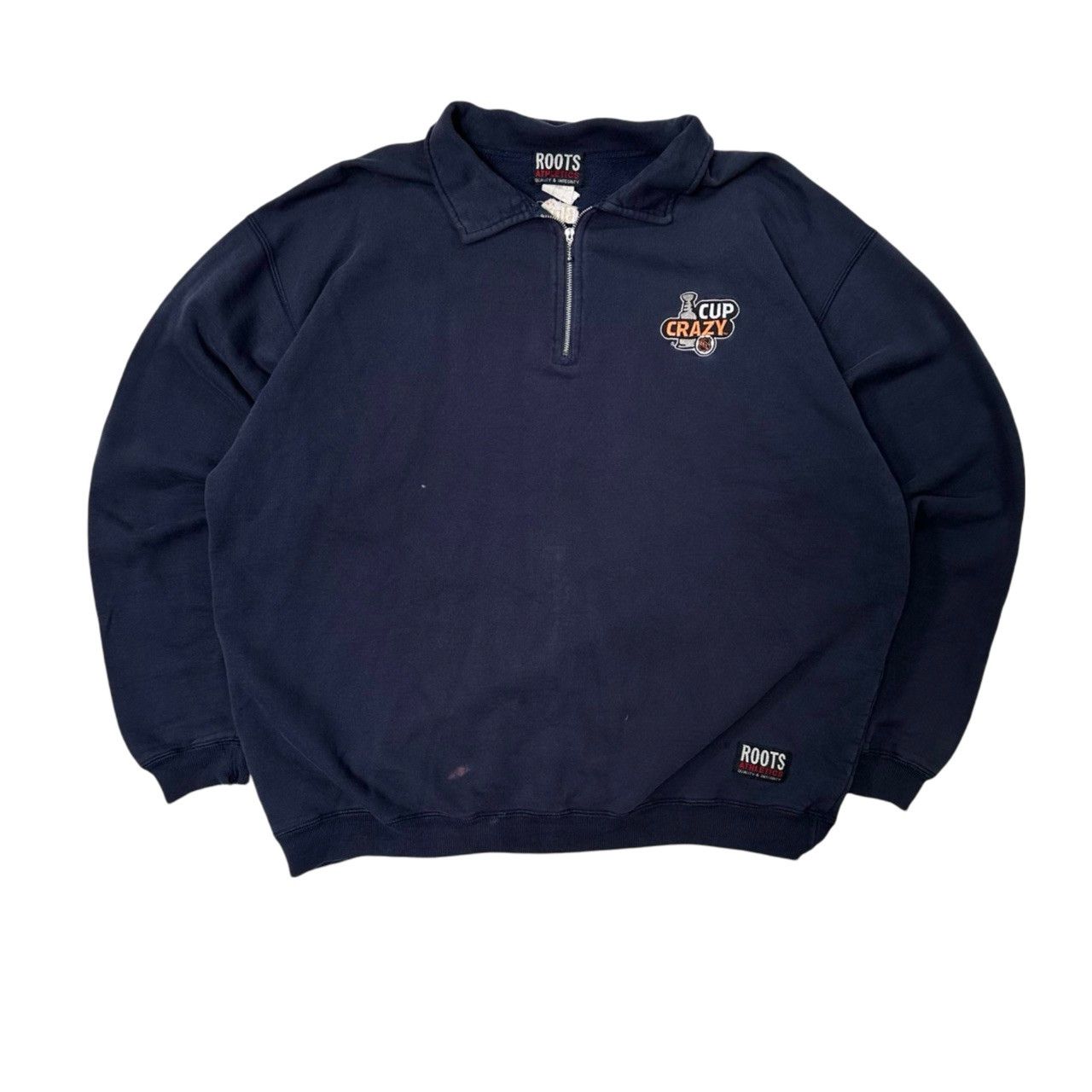 Vintage Vintage 90s Roots Cup Crazy NHL Quarter Zip Sweater Size US XL / EU 56 / 4 - 1 Thumbnail