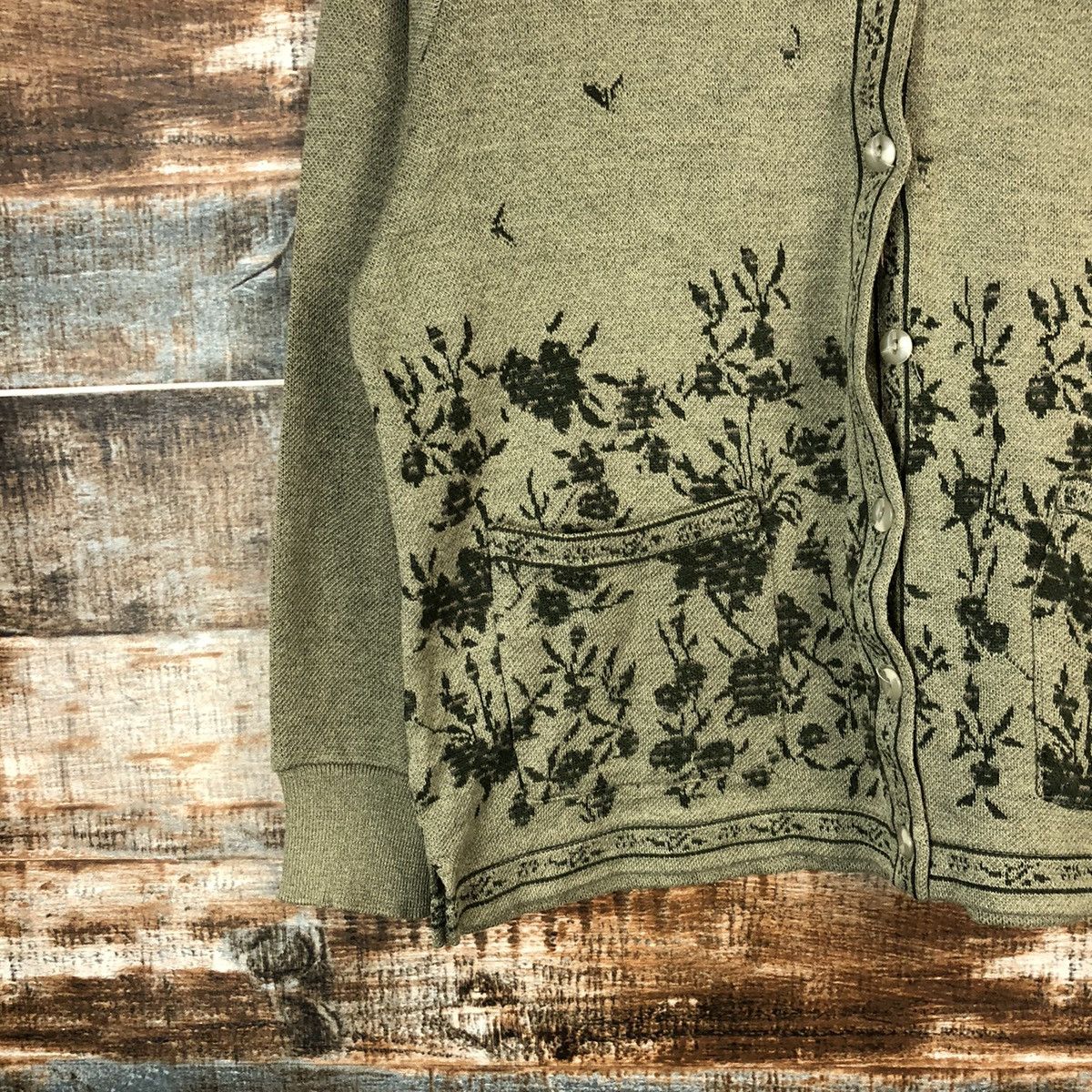 Homespun Knitwear × Japanese Brand Venlicella Green vintage Patterned Cardigans #A1747 Size M / US 6-8 / IT 42-44 - 7 Thumbnail
