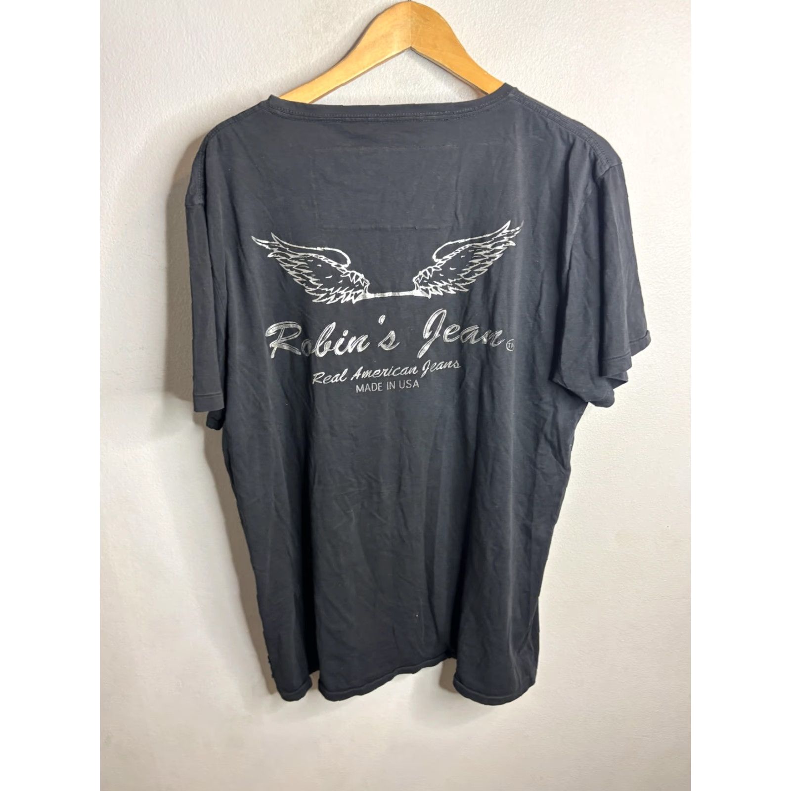 Logo 7 Robin's Jean Shirt Mens 3XL Black Graphic Tee Wings Made in USA Crew Neck Short Sleeve Streetwear Size US XXL / EU 58 / 5 - 4 Thumbnail