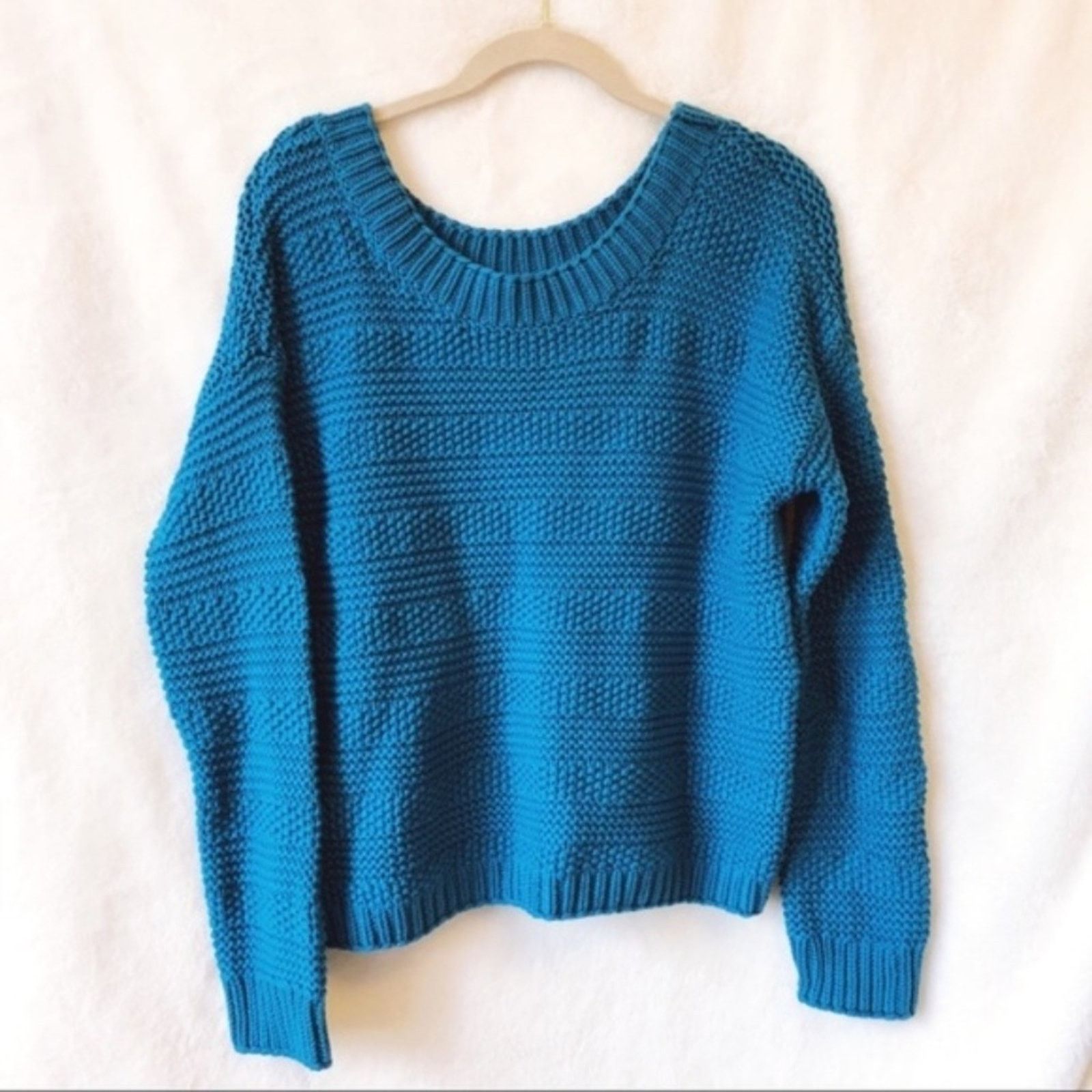 Loft LOFT Blue Stitch Stripe Sweater Size S / US 4 / IT 40 - 1 Thumbnail