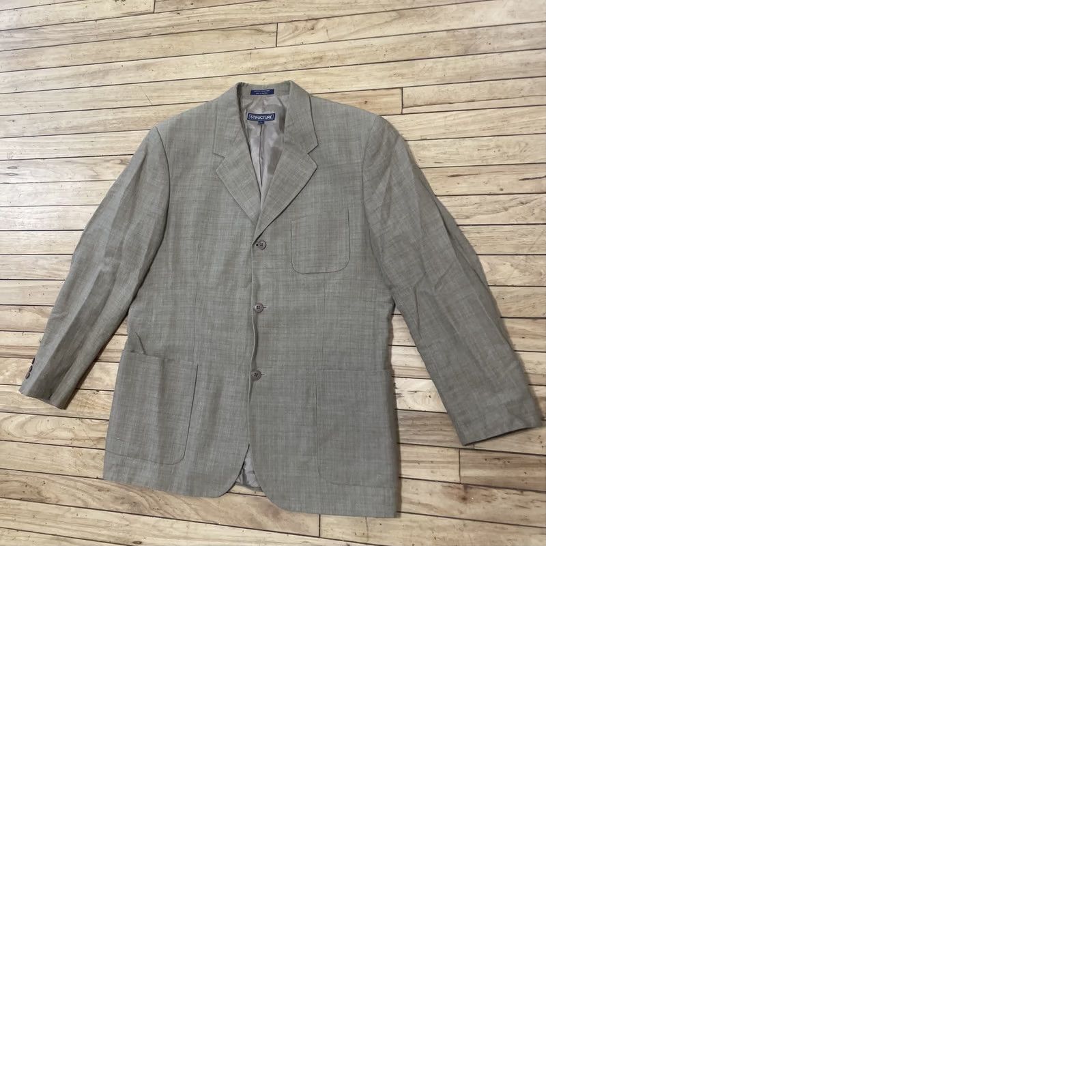 Vintage STRUCTURE Linen Blazer Men 42 Brown Vintage 90s Retro Sport Coat Summer Comfort Jacket Blazer Mens 42 Brown Vintage 90s Size 42R - 12 Thumbnail