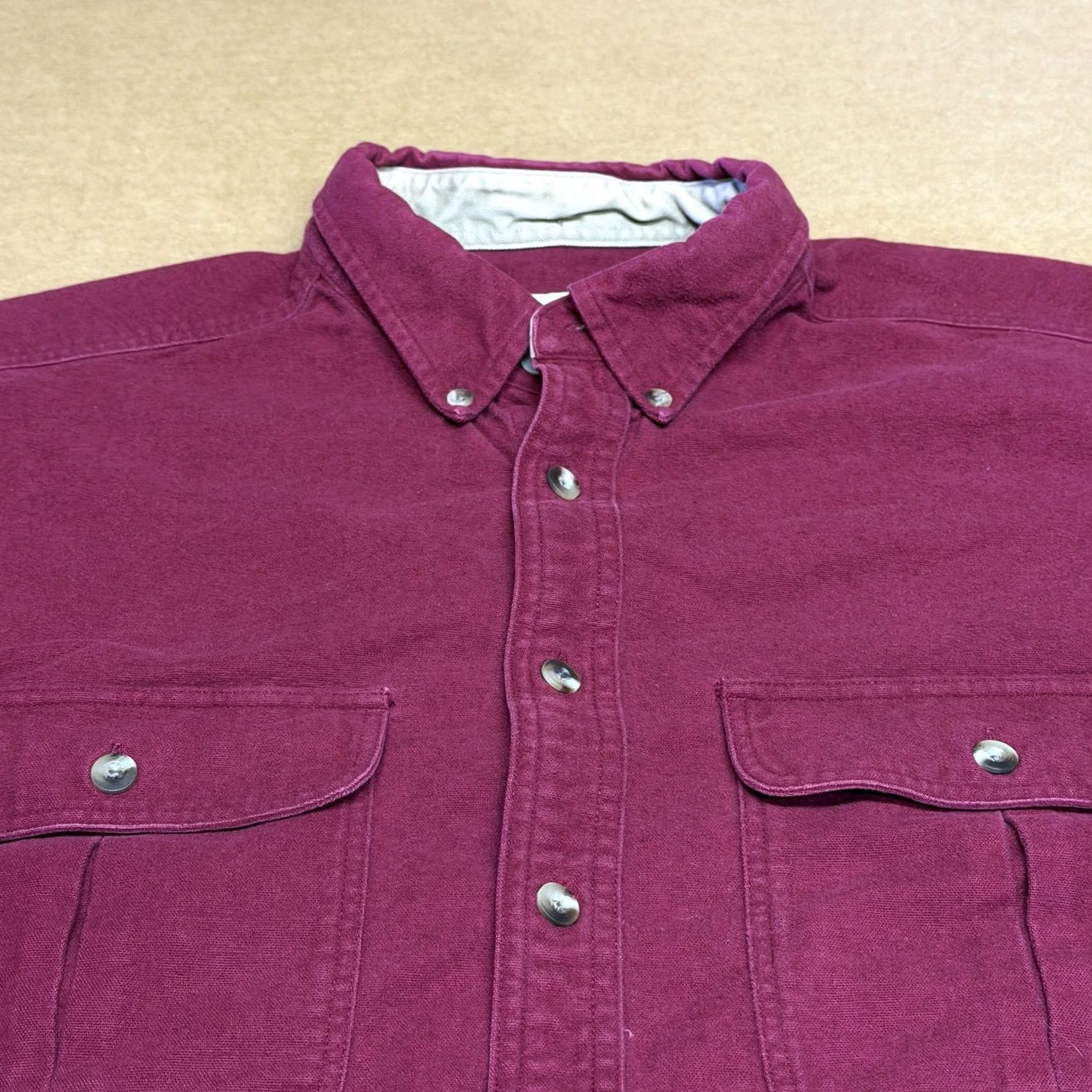 Vintage Cabela's Shirt Mens LT Red Twill Snap Button Long Sleeve Cotton Workwear Size US L / EU 52-54 / 3 - 2 Thumbnail