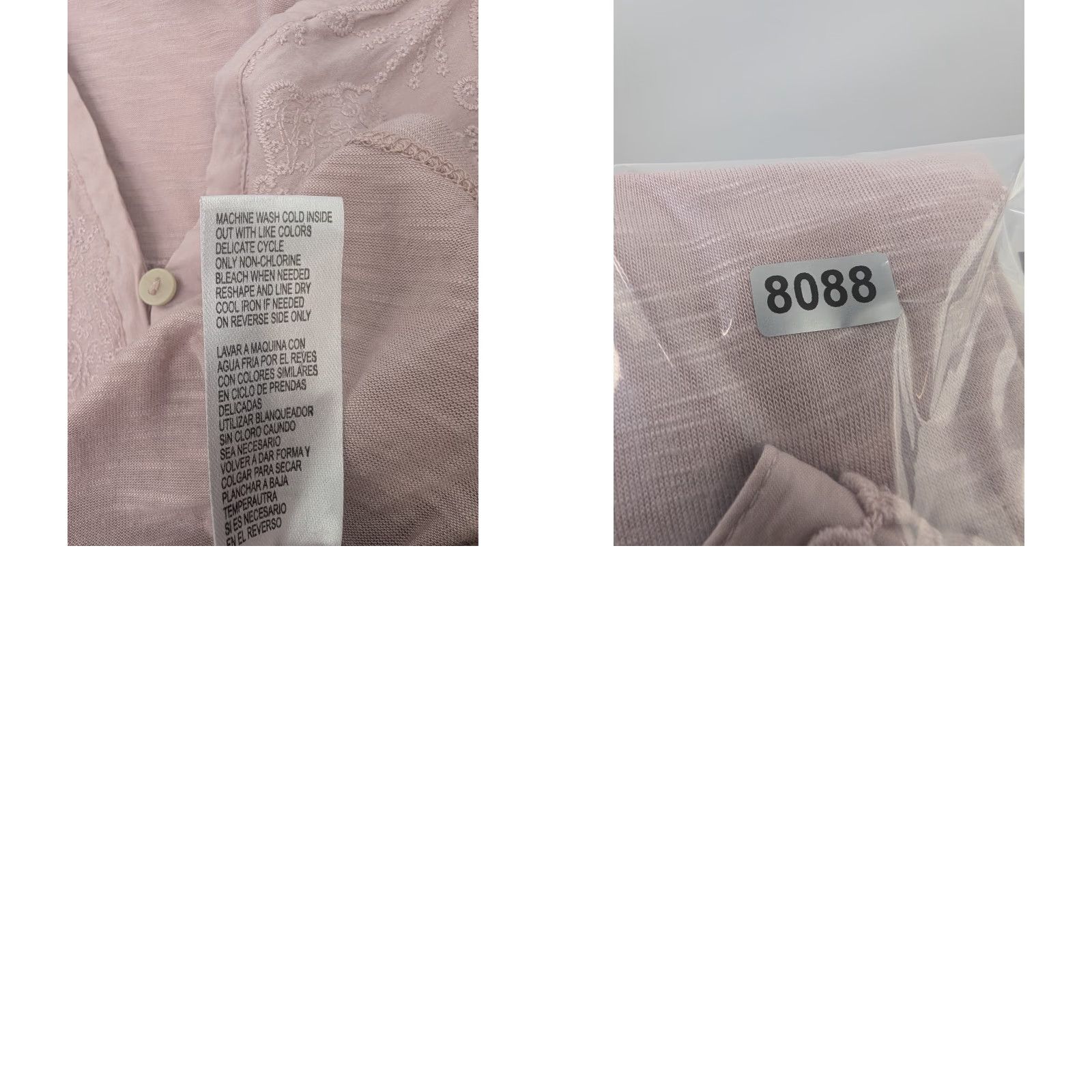 Vintage Democracy Blouse 3/4 Roll Tab Sleeve Button Front Embroidered V-Neck Pink M Womens Boho Casual Shirt Regular Fit Size M / US 6-8 / IT 42-44 - 8 Thumbnail