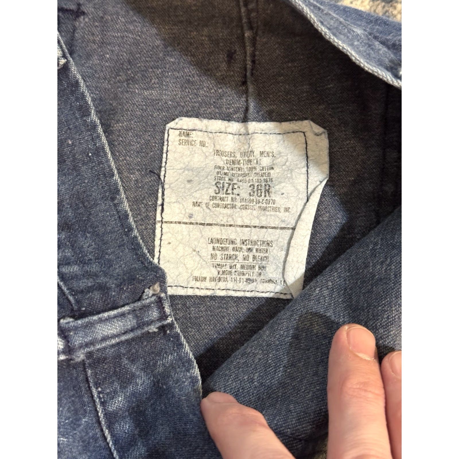 Vintage VTG 80s Seafarer US Navy Denim Utility Trousers Jeans Men’s Flare Bottom 33x26 Size US 33 - 5 Thumbnail