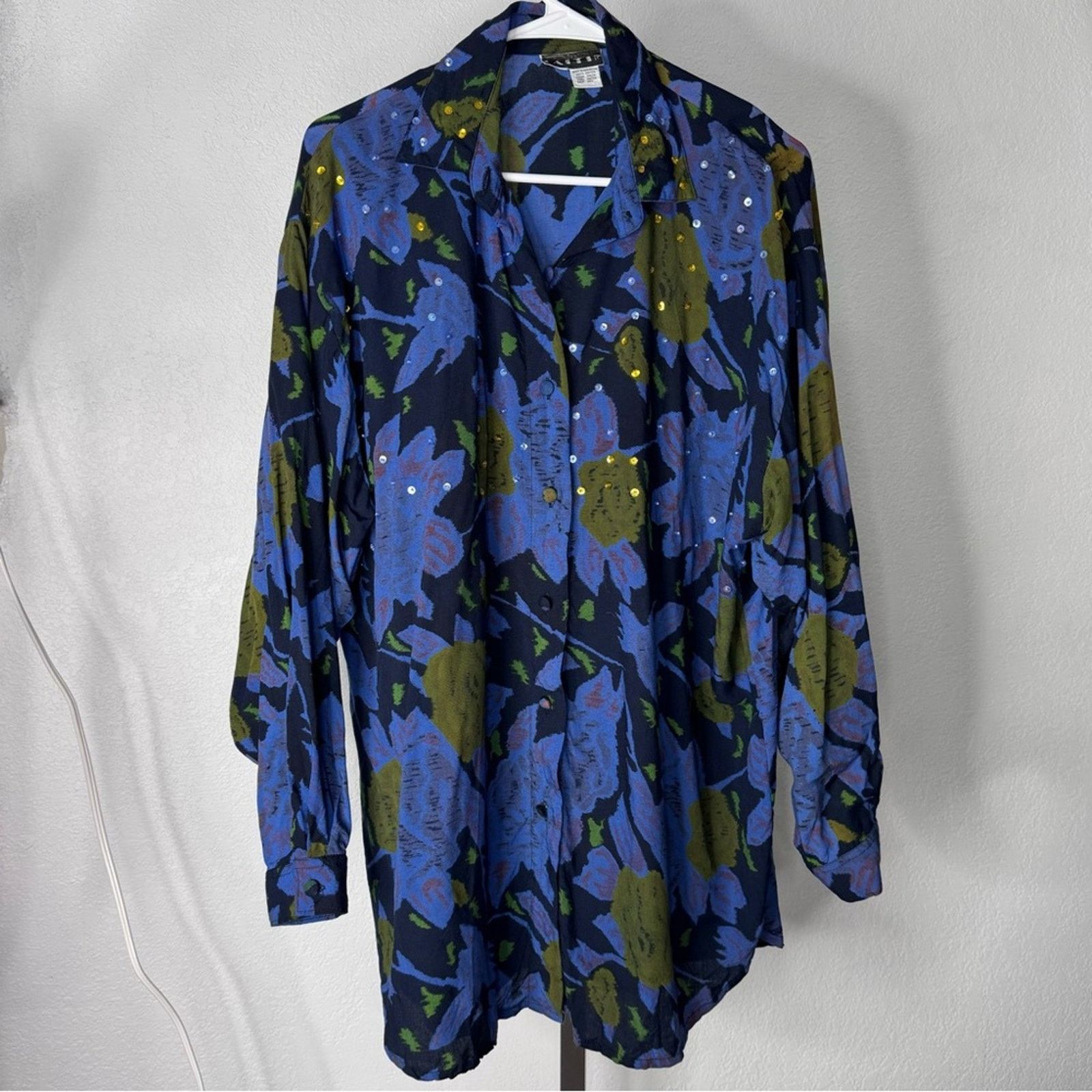 Vintage VINT Art to Wear Floral Oversized Blouse Whimsigoth Size L / US 10 / IT 46 - 4 Thumbnail