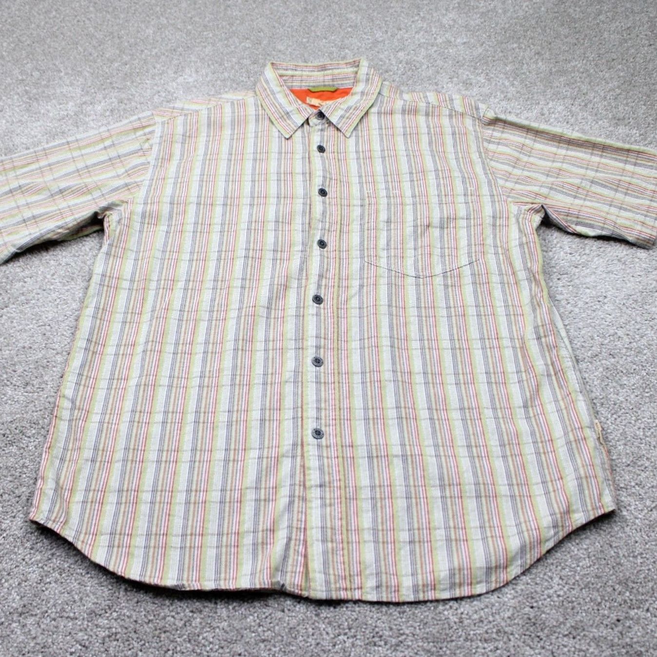 Royal Robbins Royal Robbins Shirt Mens Large Red/Green/Purple Striped Cotton S/S Button Up Size US L / EU 52-54 / 3 - 3 Thumbnail